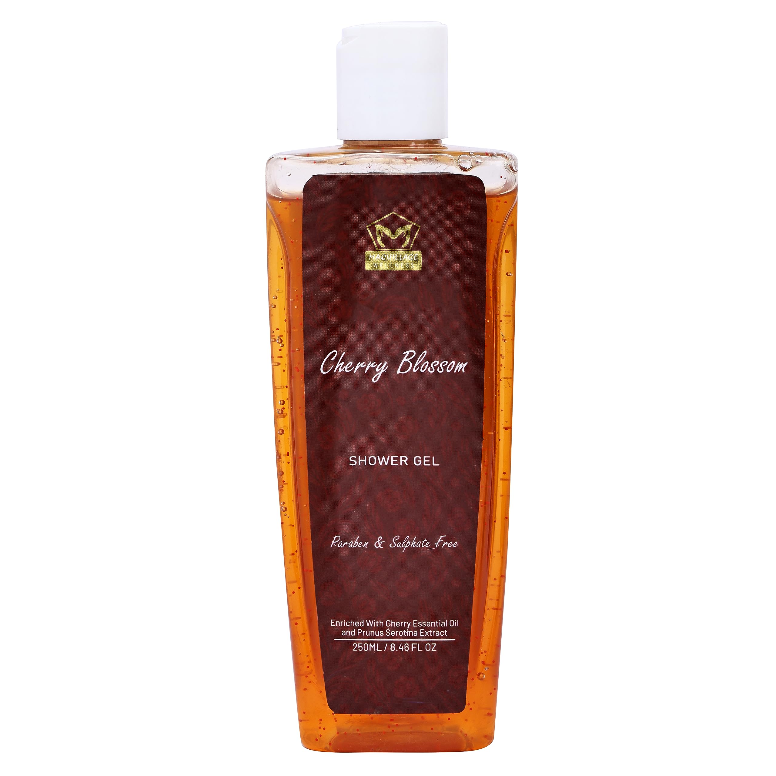 Maquillage Wellness Cherry Blossom Shower Gel - Soothing & Nourishing Body Wash with Cherry Essential Oil for Men & Women | 250ml Hydrating Formula for Dry Skin | Perfect for Daily Shower & Spa Relaxation
