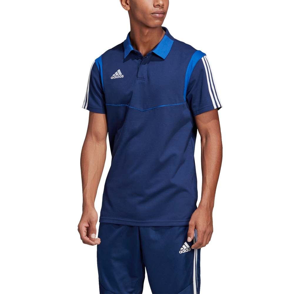 Adidas Tiro 19 Men's Training Polo Shirt - Dark Blue/Blue White - Moisture Wicking Performance Top for Soccer, Gym & Casual Wear