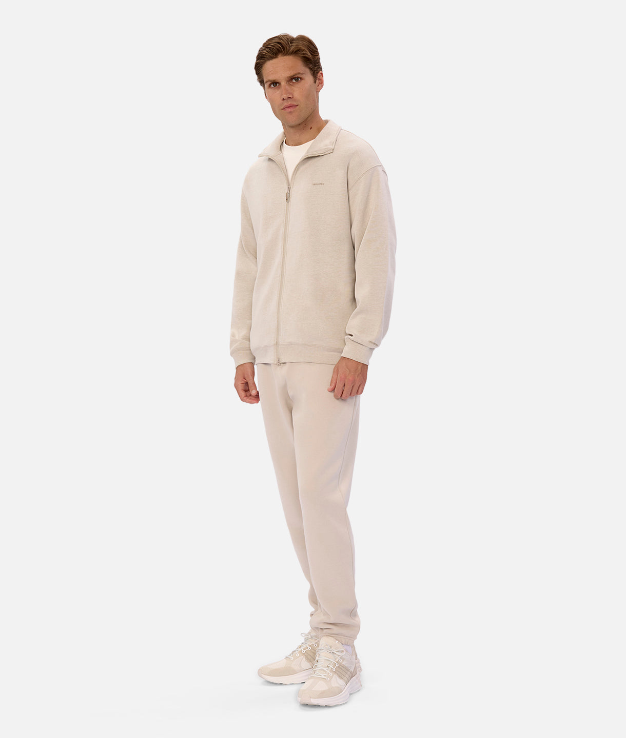 The Manning Zip Through Track Top - Stone Heather | Lightweight & Breathable Men's Running Jacket for Outdoor Sports & Casual Wear