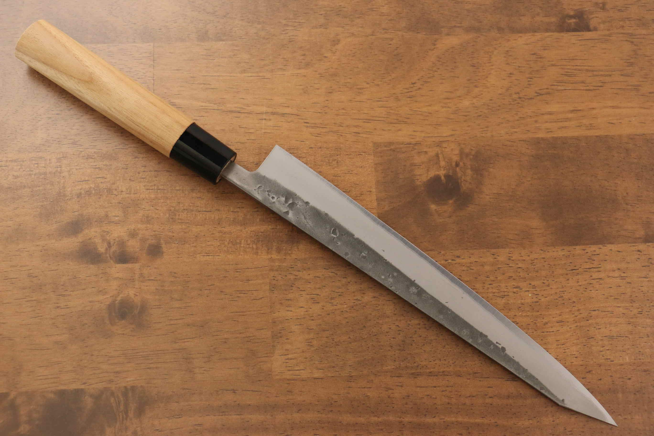 Premium Seisuke Blue Steel No.2 Nashiji Sujihiki Knife 240mm - Japanese Chef Knife with Chestnut Wood Handle - Perfect for Slicing Sashimi, Roasts & Delicate Proteins