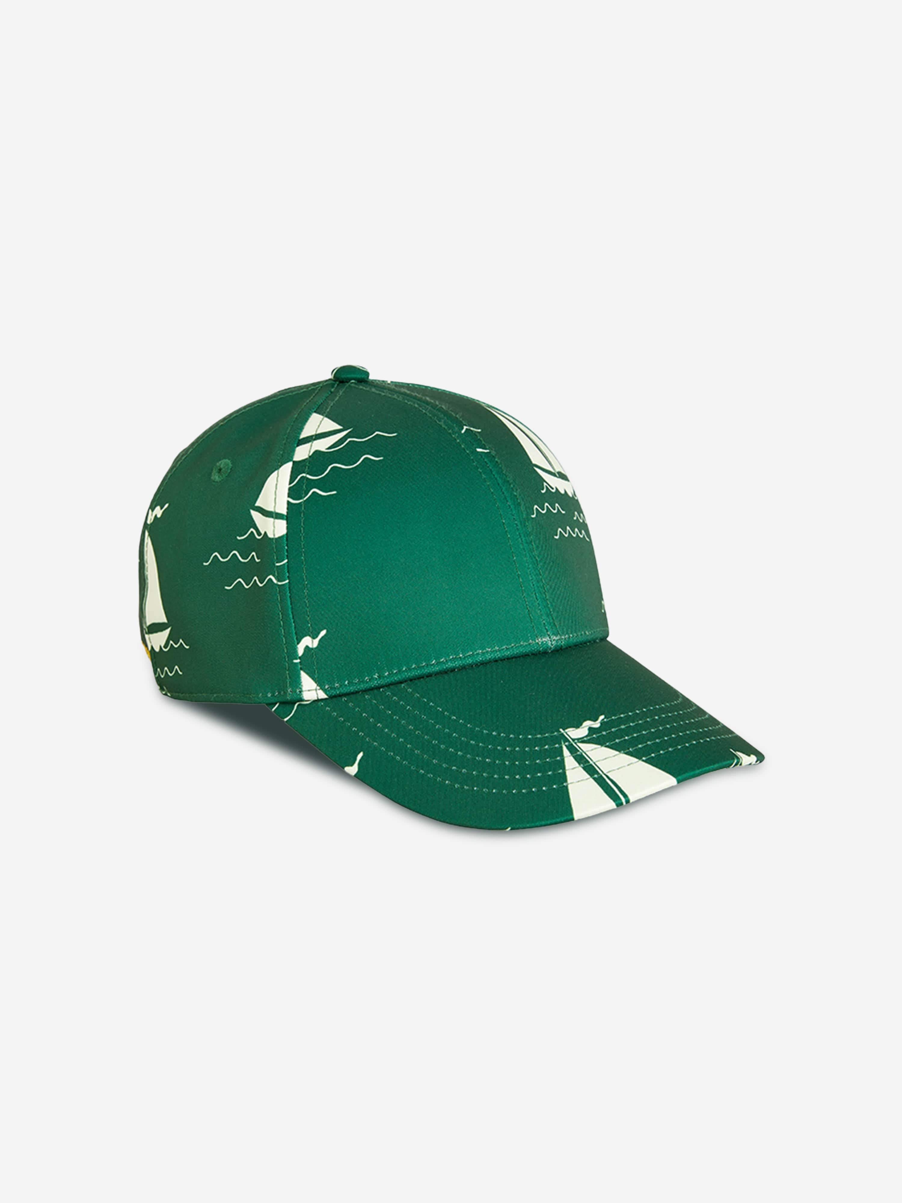 Baby Boys Green Sailing Boats Cap - Soft Cotton Sun Hat for Toddler Outdoor Play, Beach & Summer Adventures