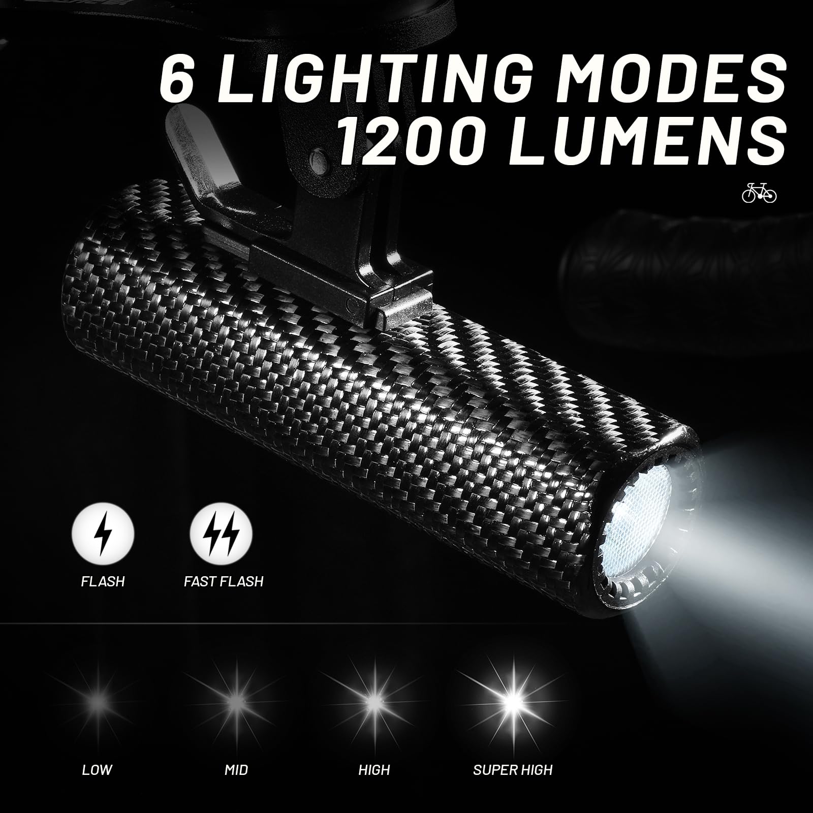 1200 Lumen USB Rechargeable LED Bike Headlight - Waterproof Bicycle Front Light for Night Riding & Cycling Safety | Perfect for Commuting, Mountain Biking & Road Cycling