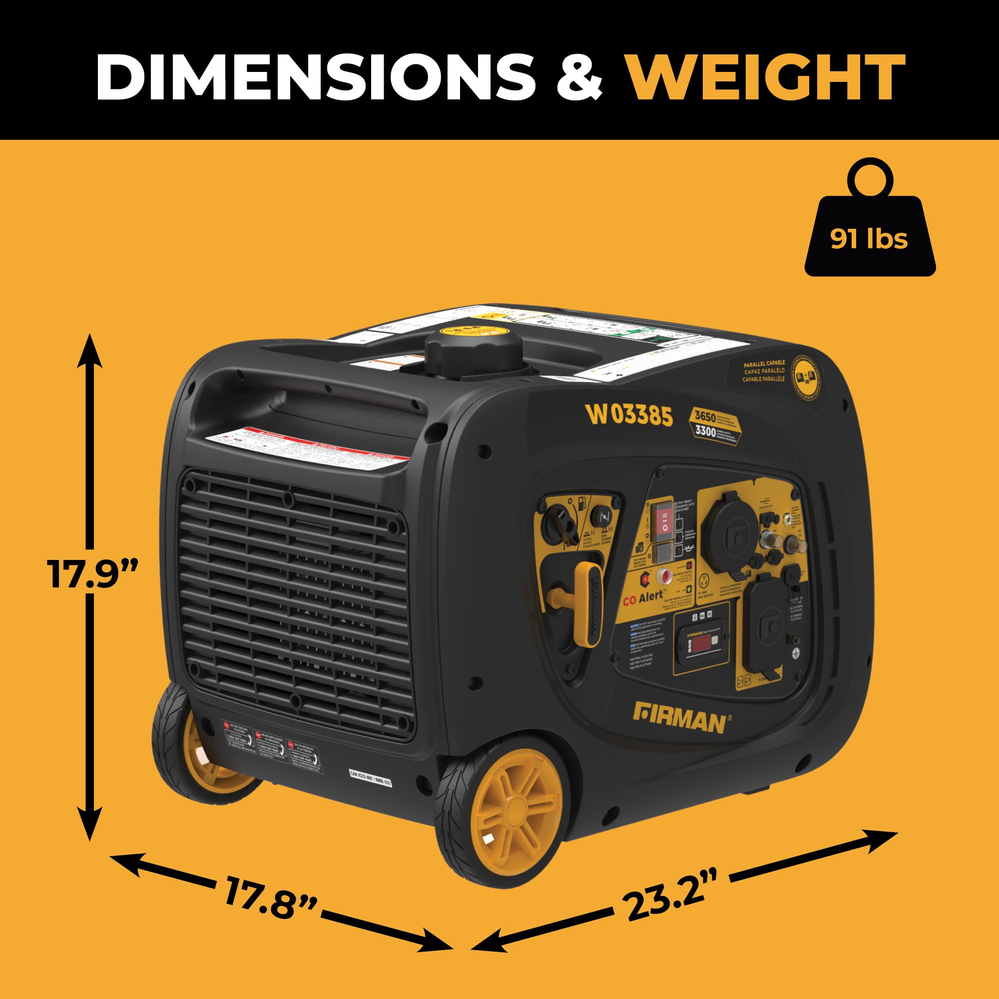 3650W Portable Inverter Generator with CO Alert - Quiet, Reliable Power for Camping, RV Trips & Emergency Backup