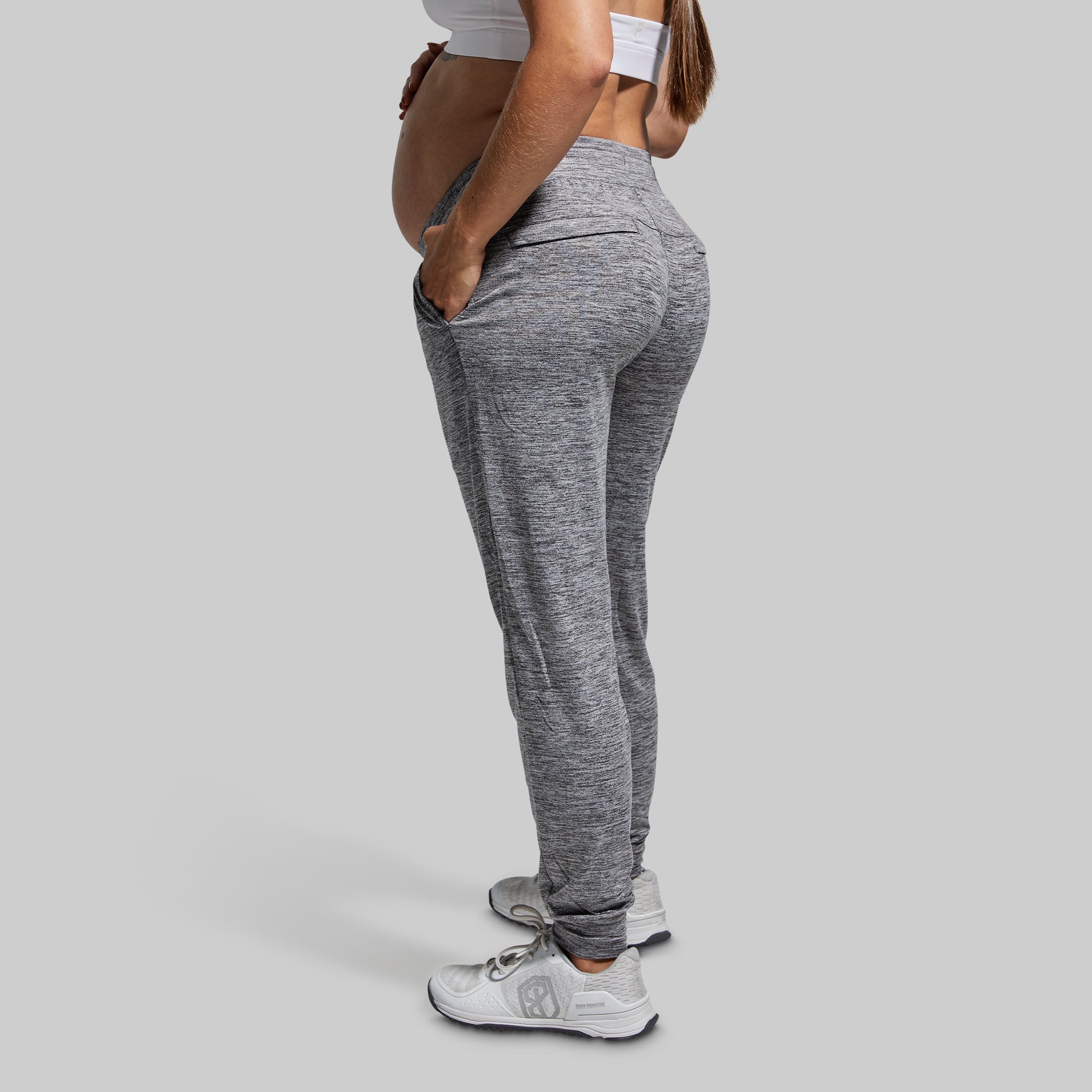 Comfortable Maternity Joggers for Women - Soft Athleisure Lounge Pants (Heather Grey) - Perfect for Pregnancy Yoga, Relaxing at Home & Running Errands