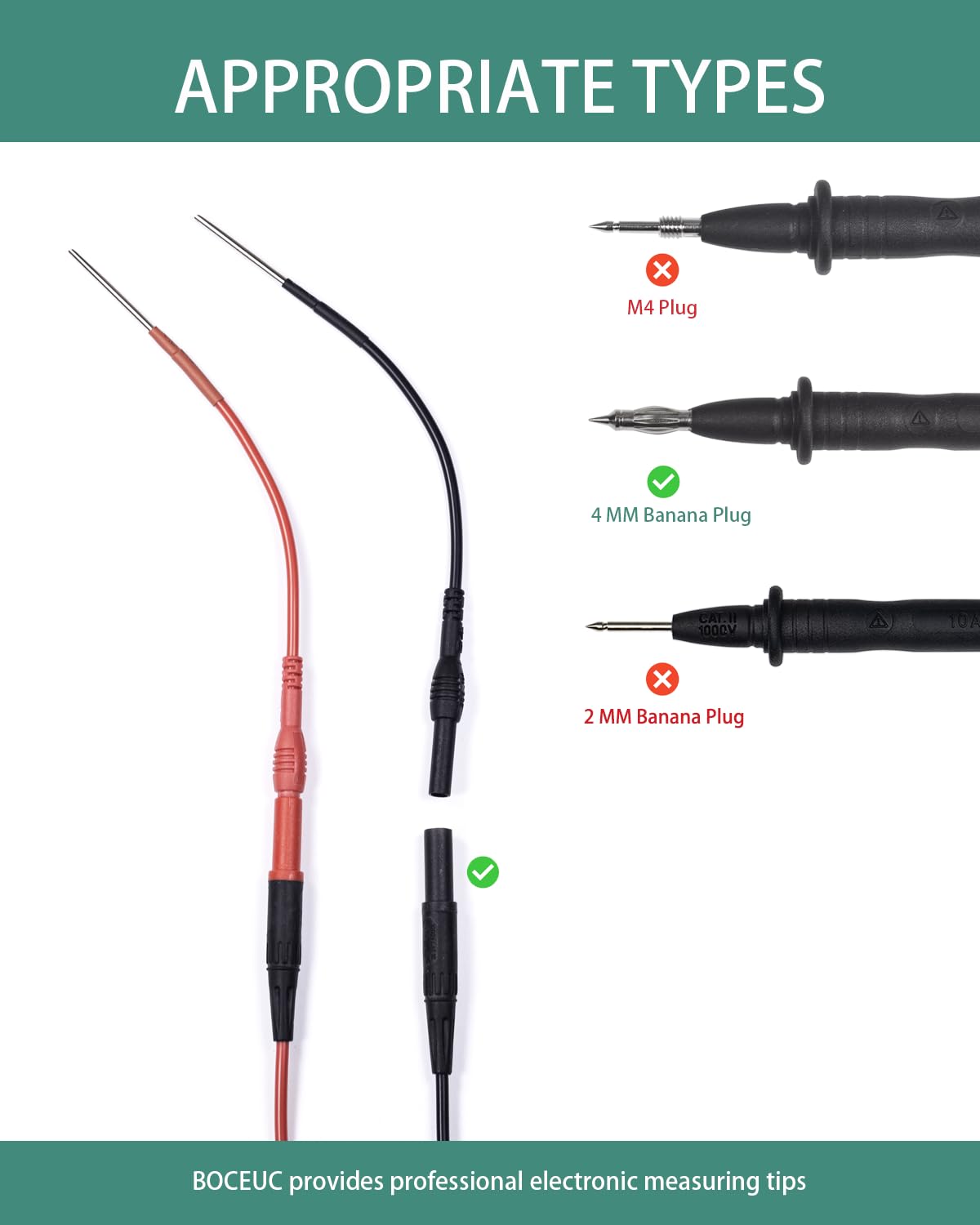 2 PCS Silicone Flexible Spoon Back Probes - Automotive Back Probe Pins Compatible with 4mm Banana Plug Test Leads for Circuit Testing & Electrical Diagnostics | Perfect for Mechanics, DIY Car Repairs & Electronics Projects