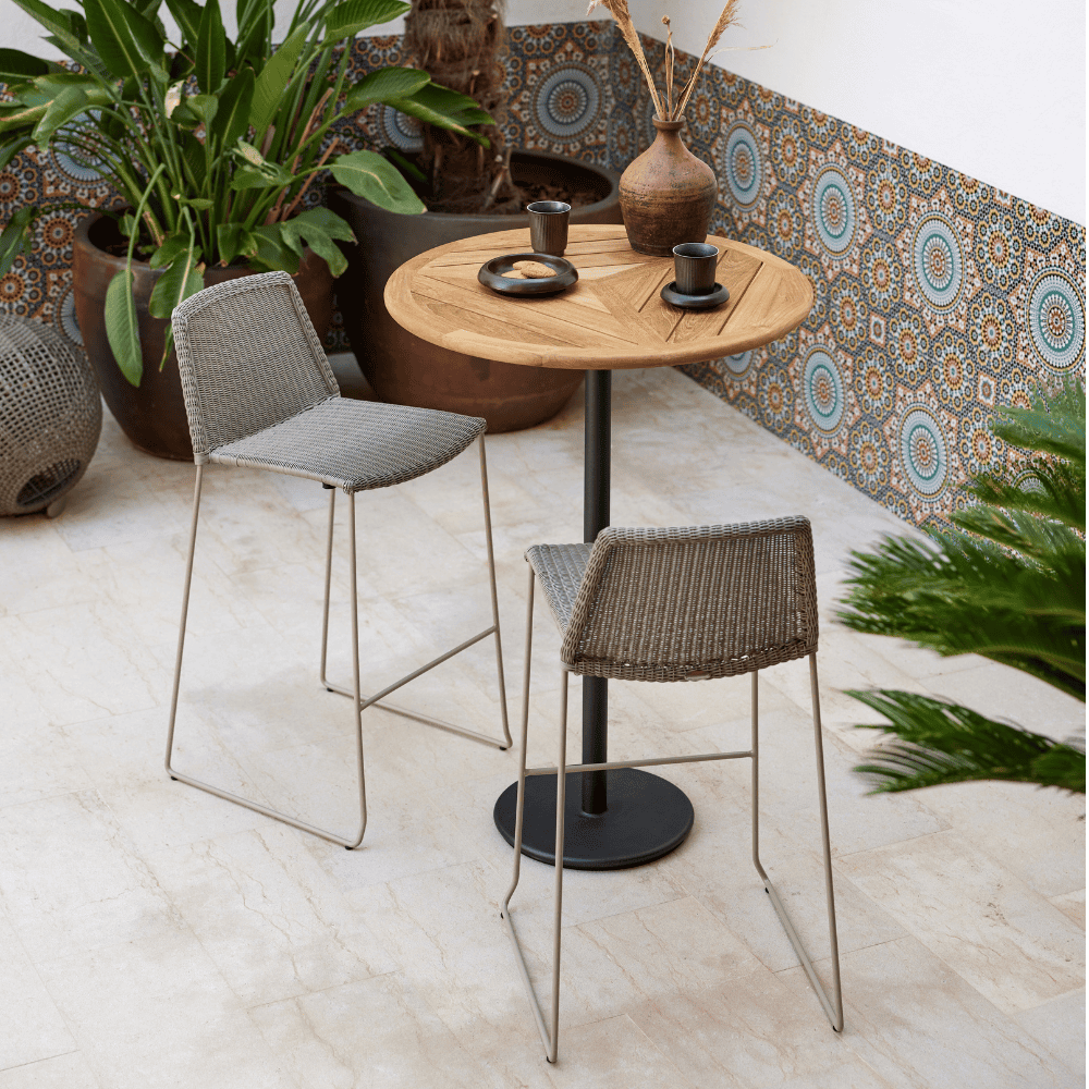 Breeze Outdoor Bar Stackable Chair - Lightweight Patio Dining Chairs for Poolside, Garden, Deck & Backyard - Set of 2 Weather-Resistant Stacking Chairs