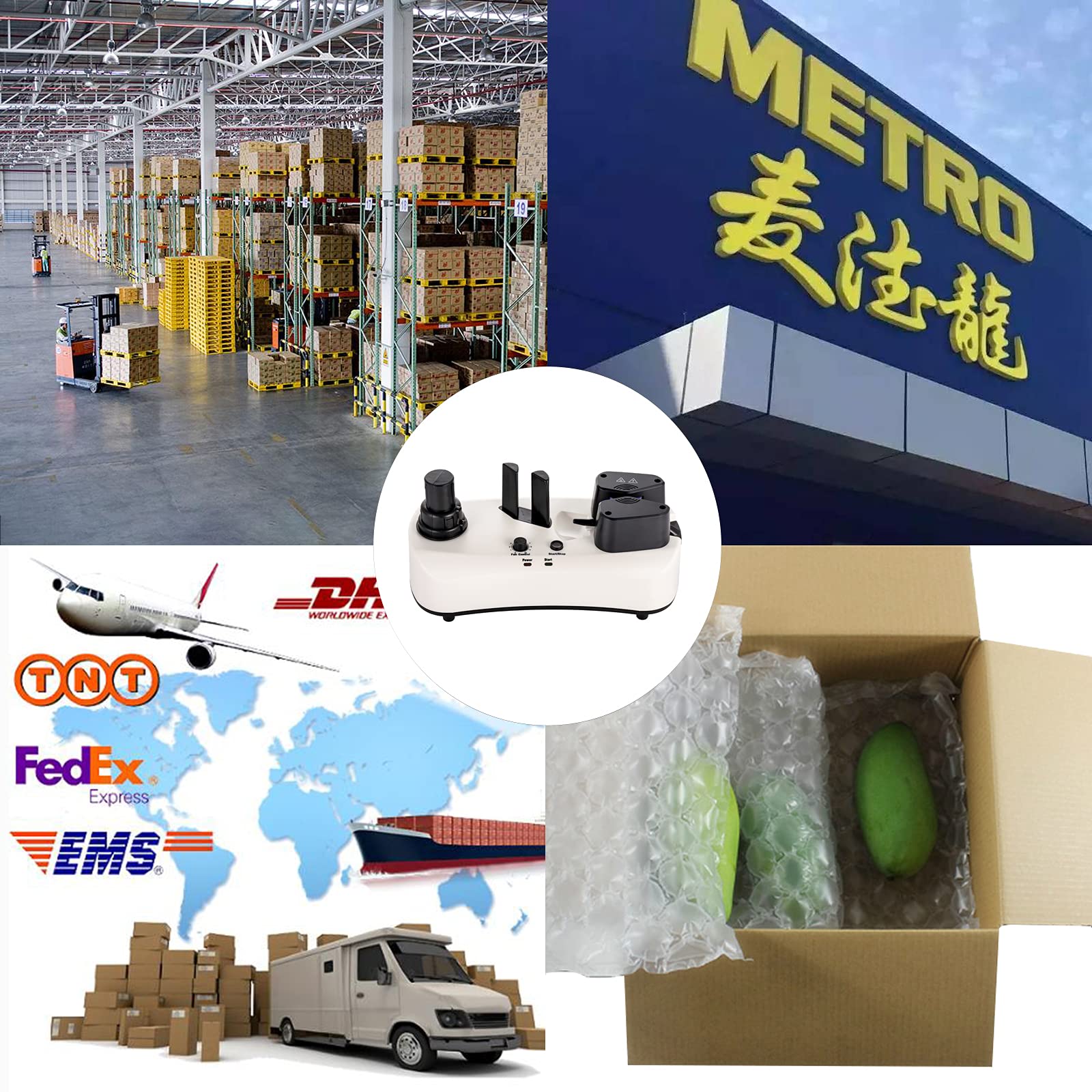 YE300 Professional Air Cushion Machine 110V - High Speed Air Pillow Packaging System with 300m Free Test Film for Shipping Protection | Ideal for E-commerce, Retail & Warehouse Packaging