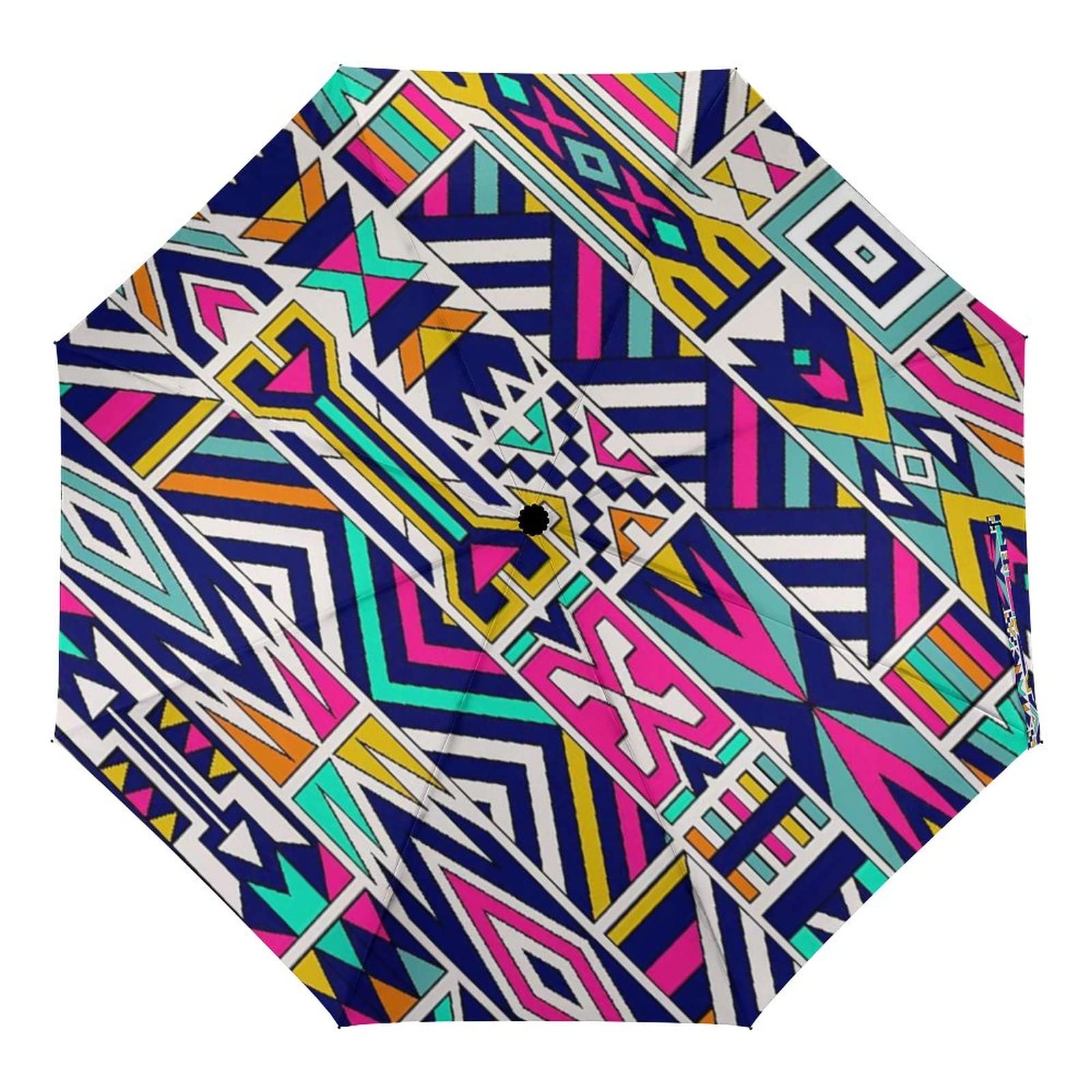 Windproof Compact Travel Umbrella with Auto Open/Close - 8 Ribs Geometric Design, Waterproof & Portable for Rainy Days - Perfect for Commuting, Traveling and Outdoor Activities