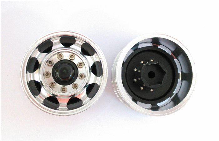 1/14 Scale Metal Rear Wheel Hub with Wide Tires & Sponges for RC Tractor Truck, Dumper - DIY Remote Control Hobby Model Parts | Perfect for Off-Road RC Vehicles, Construction Site Play & Model Collection