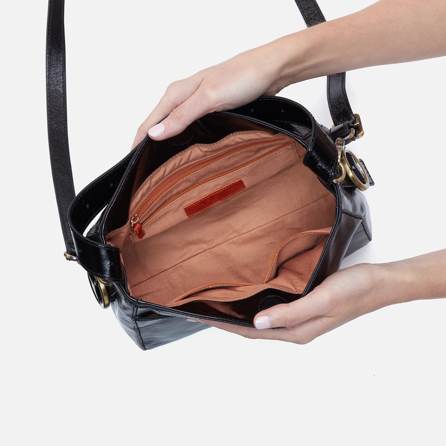 Stylish Black Polished Leather Small Crossbody Bag - Perfect for Everyday Use, Travel & Casual Outings