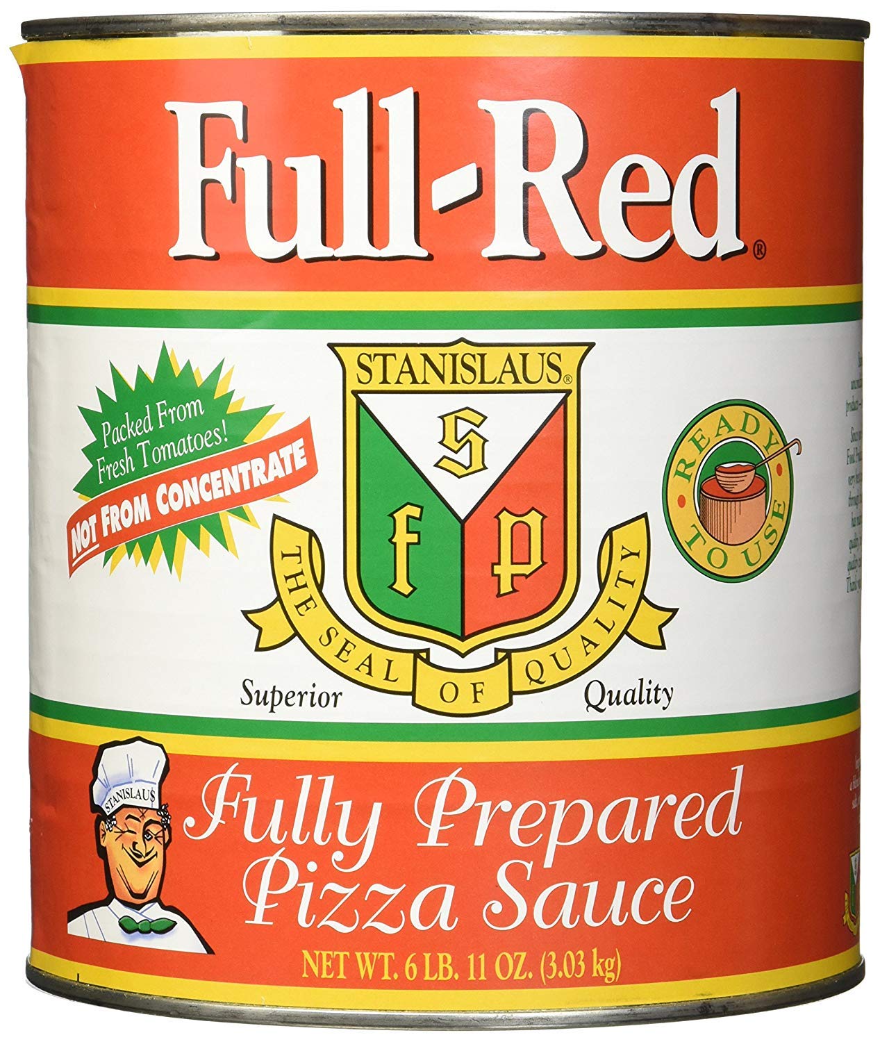 Authentic Full Red Fully Prepared Pizza Sauce #10 - Perfect for Homemade Pizzas, Pasta & Italian Dishes