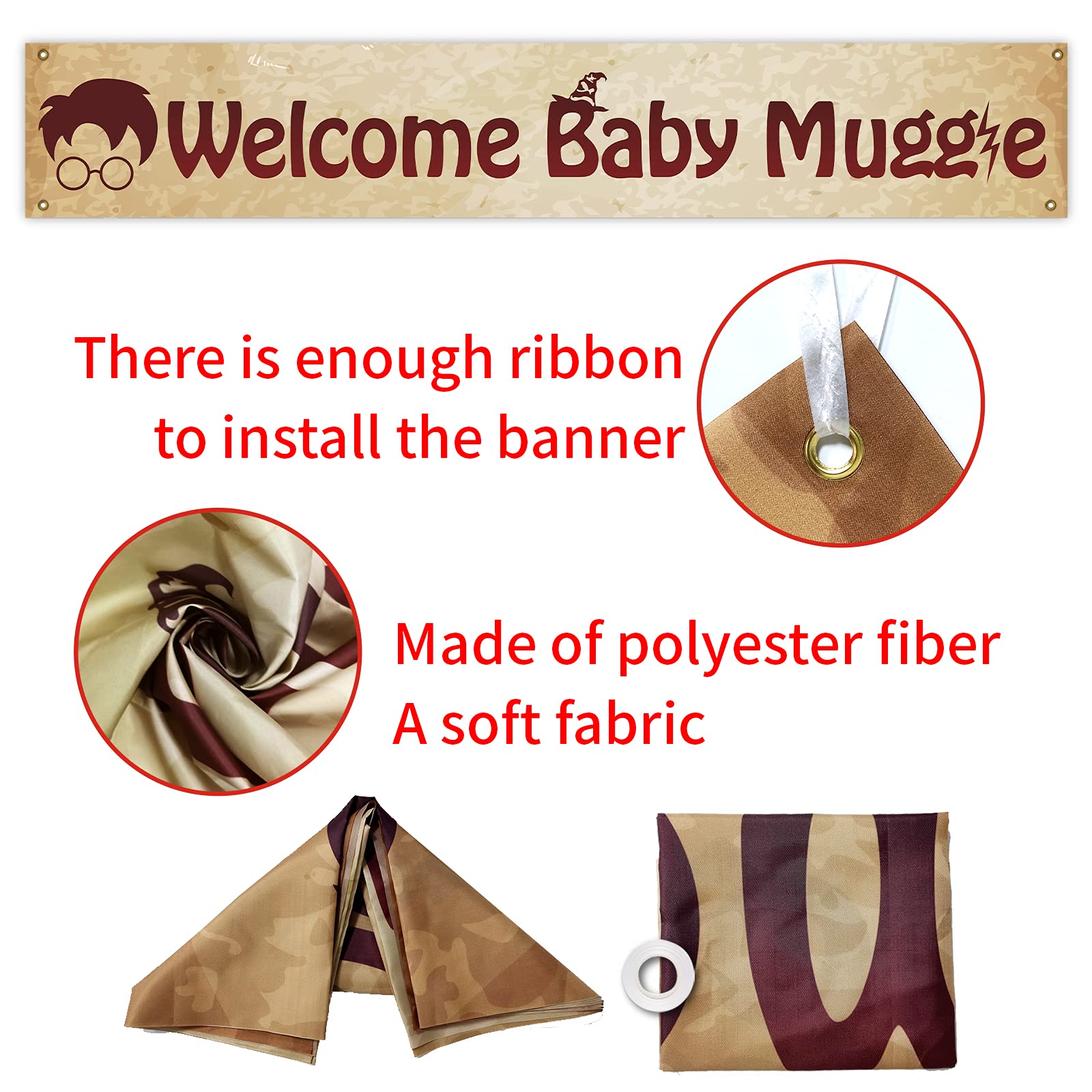 Welcome Baby Muggle Large Banner Sign - Baby Shower Party Decorations Supplies for Gender Reveal - Nursery Wall Decor for Harry Potter Themed Parties & Newborn Celebrations