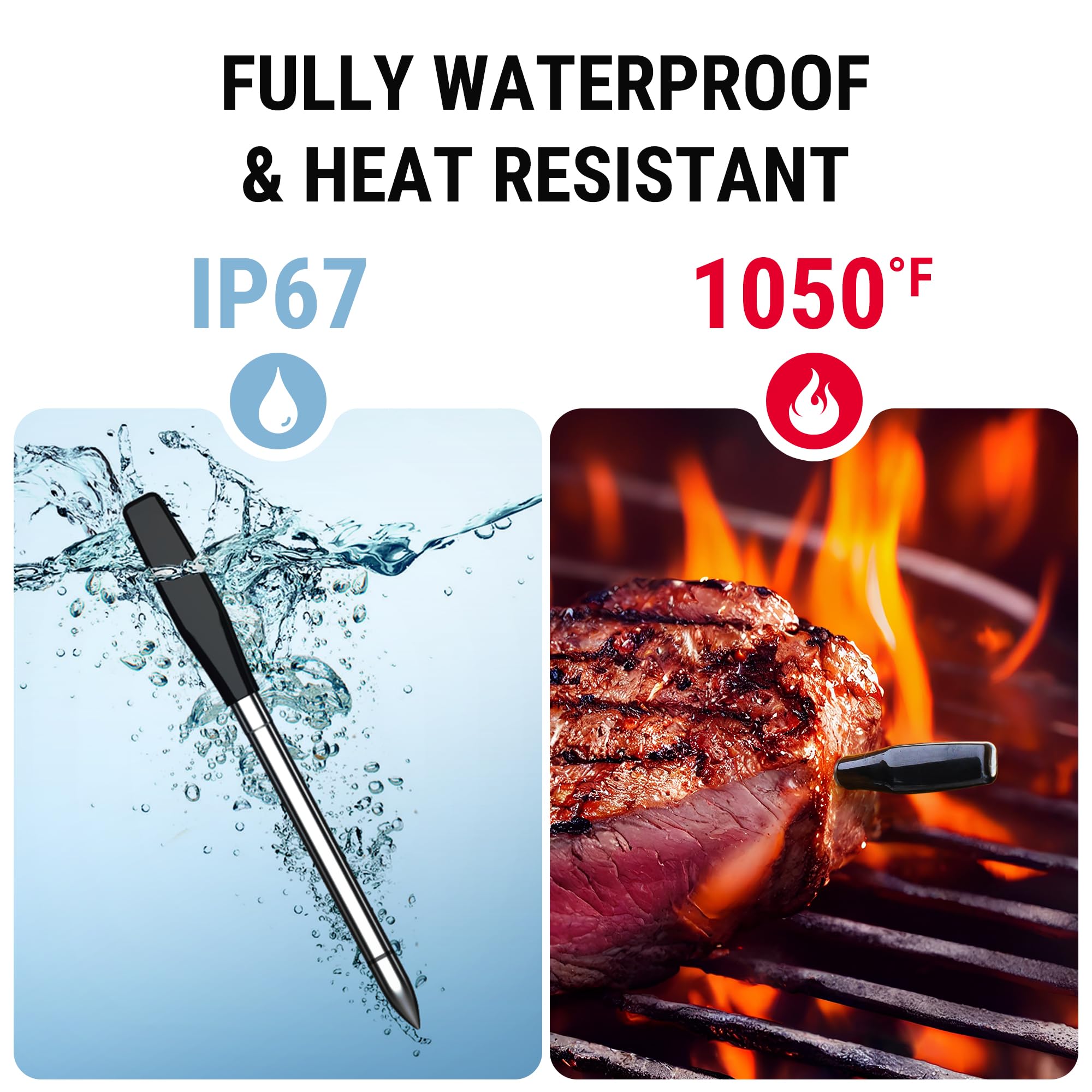 ThermoPro WiFi Bluetooth Wireless Meat Thermometer with Detachable Probe - Digital Cooking Thermometer for Grilling, Smoking, Oven & Frying - 1050°F Heat Resistant - Perfect for BBQ, Roasting & Baking at Home or Outdoor Cooking