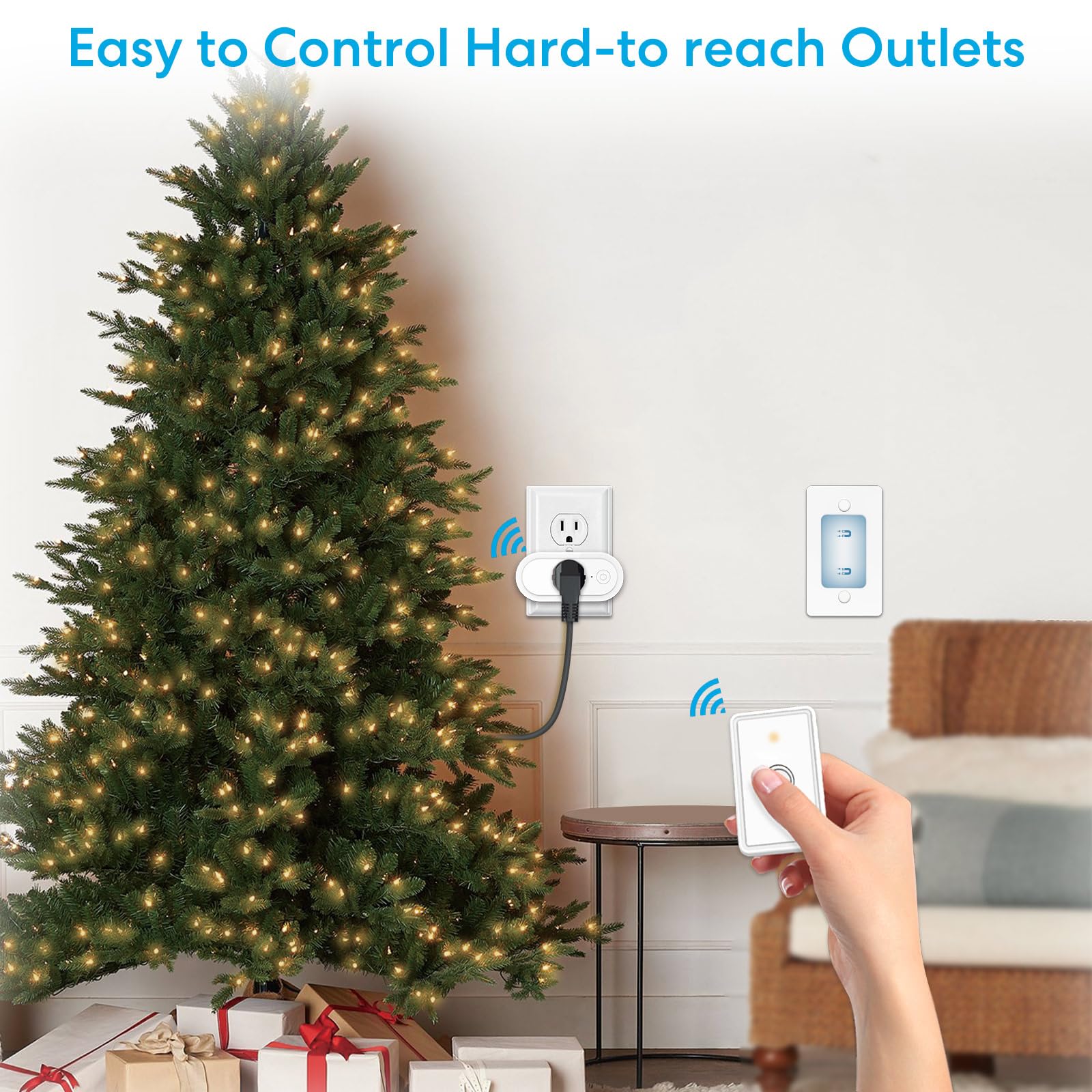 LoraTap RF Remote Control Outlet Plug - Wireless Light Switch for Lamps, Fans & Appliances, 100ft Range, No Wiring Needed, Magnetic Switch with Wall Plate, Expandable Kit (Ideal for Renters & Home Use) - Perfect for Bedroom, Living Room, Office & Smart Home Automation