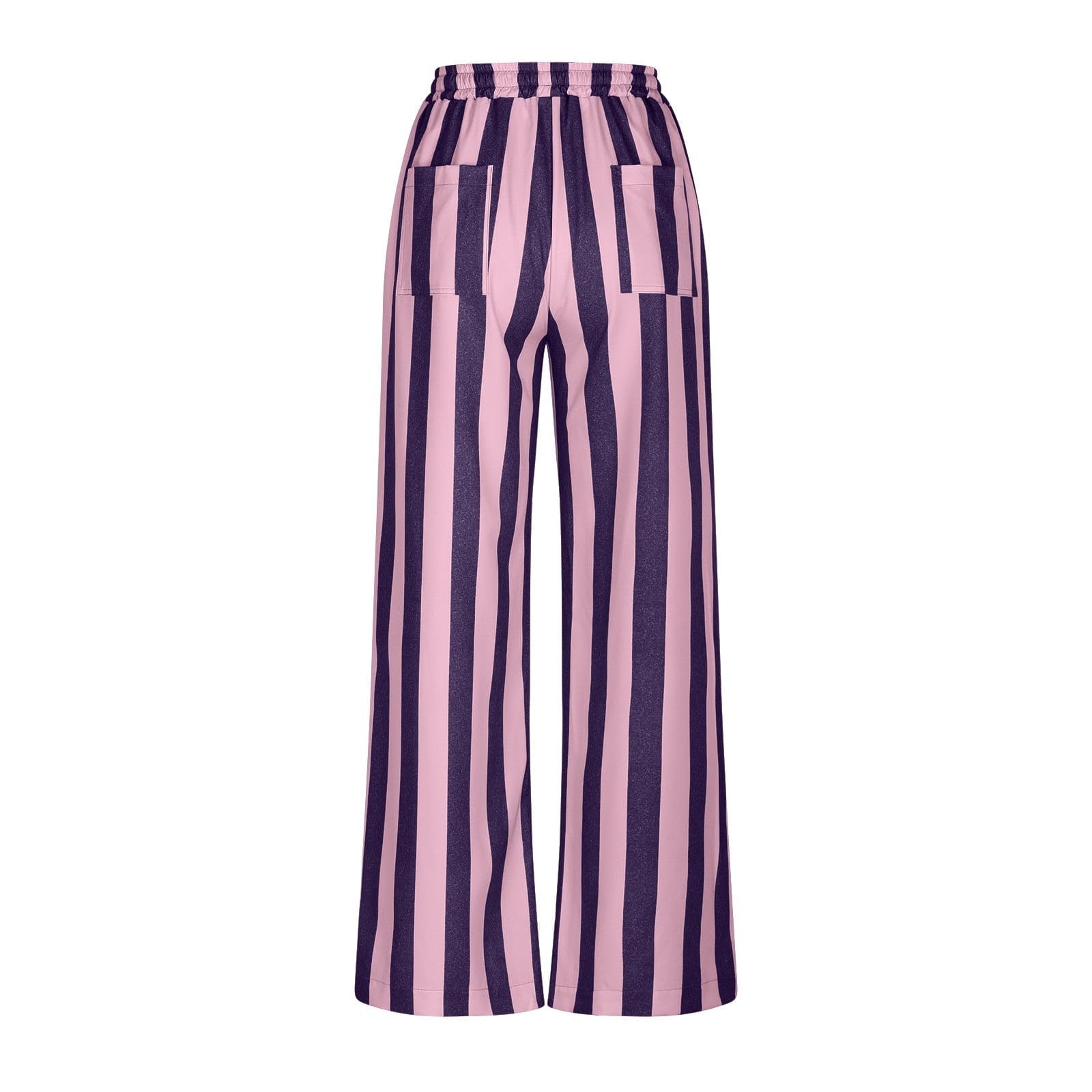 LifeShe Women's Striped Wide Leg Jeans - Elastic Waist Drawstring Denim Pants for Casual Wear, Comfortable Baggy Trousers for Everyday Outfits, Work or Weekend Style