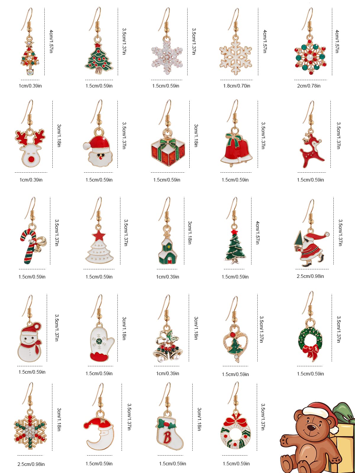 24 Pairs Christmas Earrings for Women - Holiday Drop Dangle Earrings Set, Xmas Jewelry Gift for Women & Girls | Perfect for Christmas Parties, Gift Exchanges & Festive Outfits