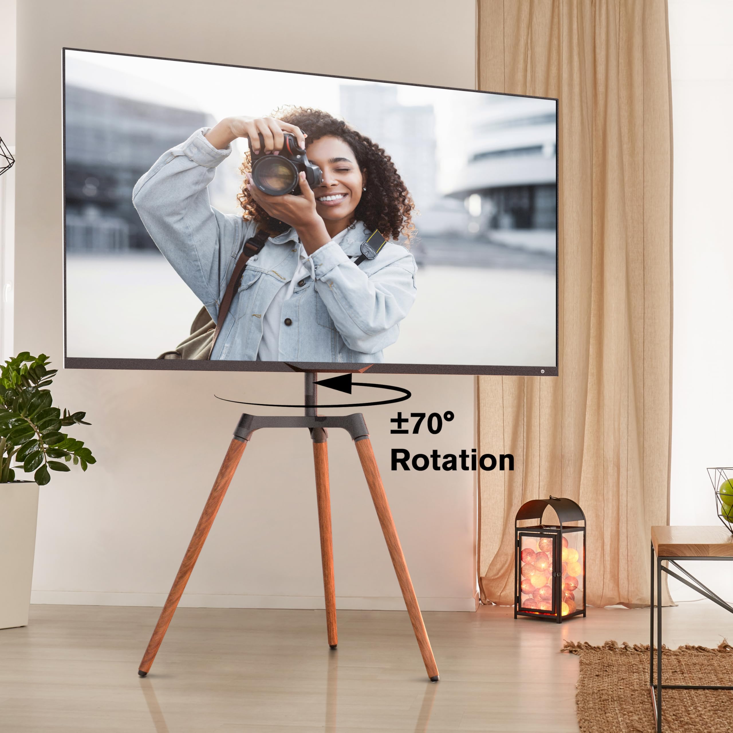 Universal TV Floor Stand for 47-72 Inch Screens - Heavy Duty 90° Swivel TV Mount with Tripod Base - Supports LED LCD OLED Flat/Curved TVs up to 99lbs - Perfect for Living Room, Bedroom & Home Theater Setup