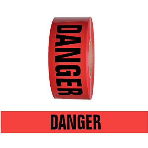 Danger Barricade Tape - Red 3 Inch x 1000 Feet Non-Adhesive Safety Barrier (8 Roll Case) - Perfect for Construction Sites, Hazard Areas & Crime Scene Control