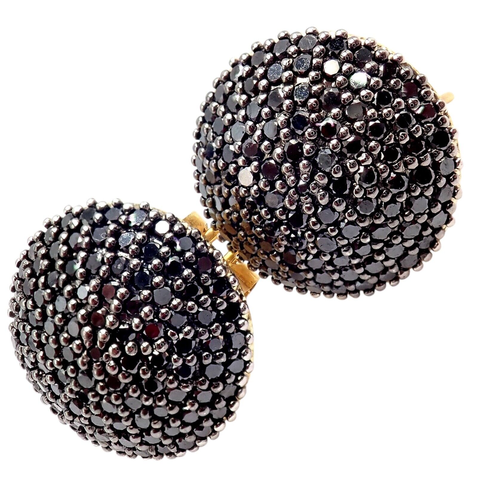 Authentic Gurhan 24K Yellow Gold Hammered Lentil Black Diamond Large Hoop Earrings for Women - Luxury Statement Jewelry for Evening Parties & Special Occasions