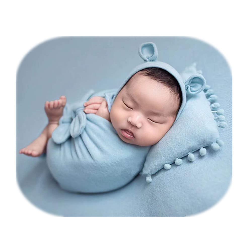 Vemonllas Newborn Baby Photography Props Set - 4PCS Bow Wrap, Posing Aid, Hat & Blanket for Baby Boy & Girl | Perfect for Newborn Photo Shoots, Christening & First Birthday Portraits