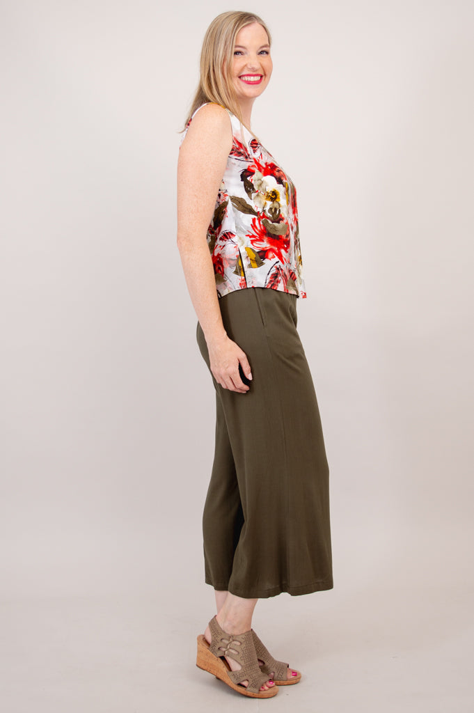 Havana Tank Top - Floral Print Youth Linen Bamboo Blend - Perfect for Summer Outfits, Beachwear & Casual Style