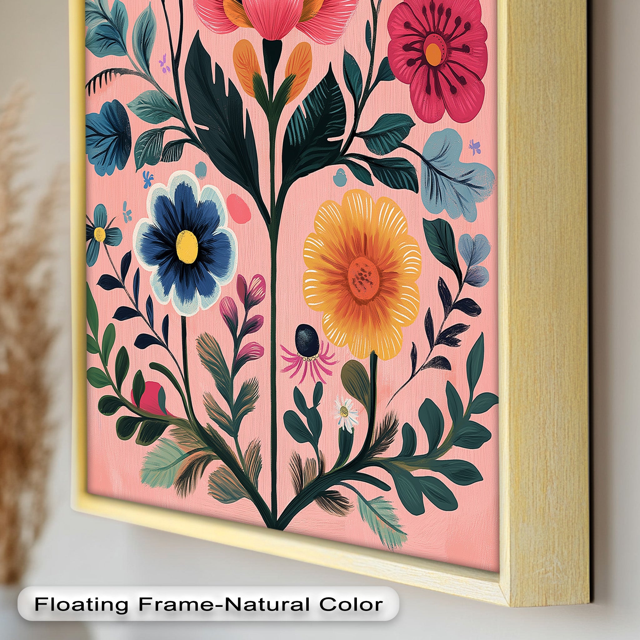 Whimsical Boho Flower Oil Painting - Blossom Carnival - Handmade Art for Home Decor, Living Room, Bedroom & Office Wall