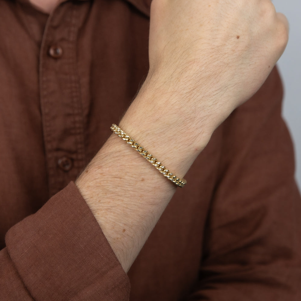 9ct Two-Tone Gold Silver Filled Diamond-Cut Square Snake Chain Bracelet 21cm - Elegant Jewelry for Women, Perfect for Parties, Weddings & Everyday Wear
