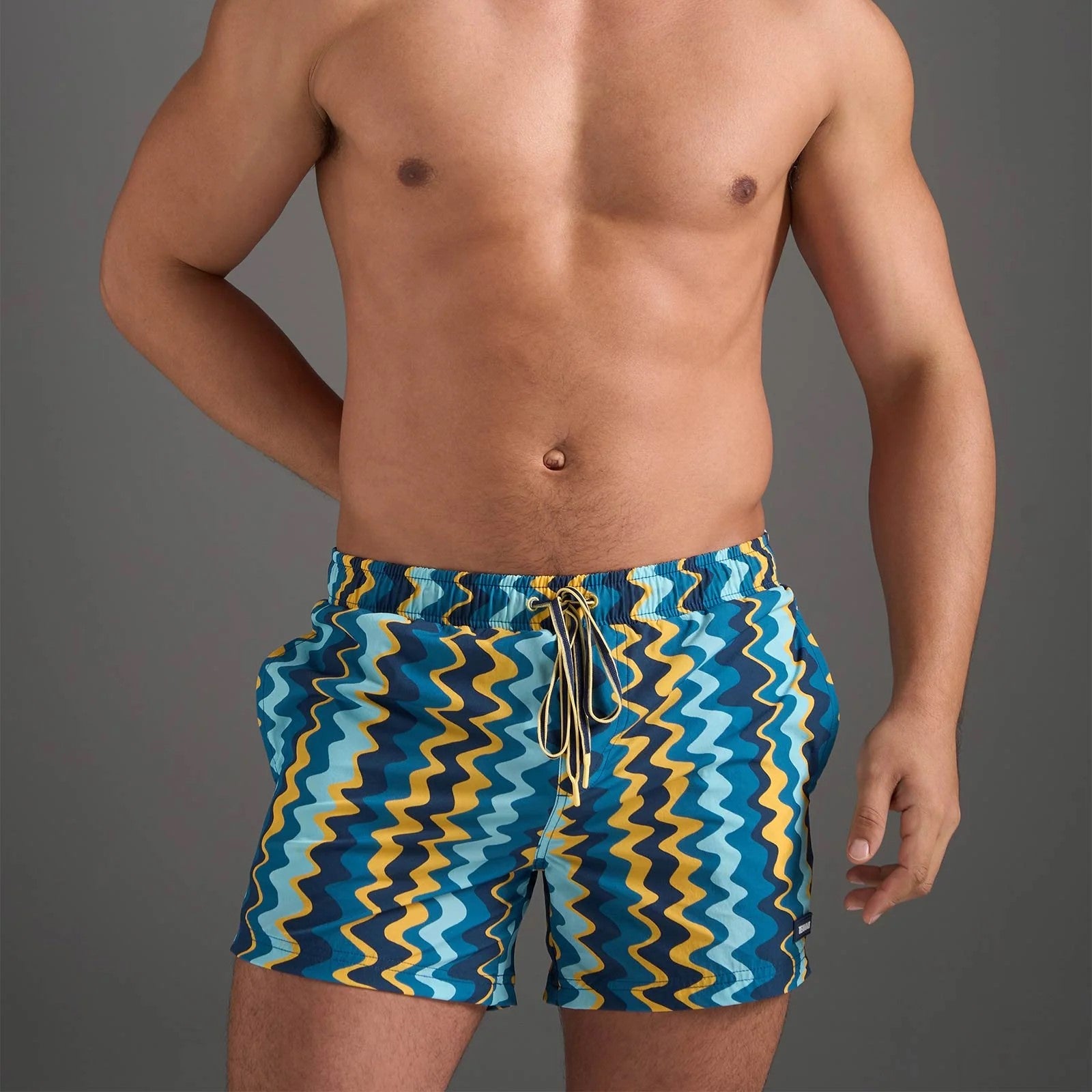 **Teamm8 Resort 4 Men's Swim Shorts - Quick-Dry, Comfortable Blue Mirage Design for Beach, Pool & Vacation**