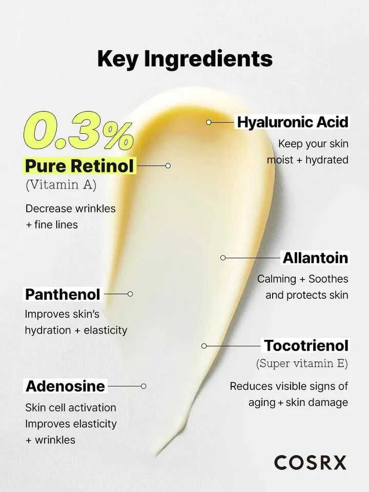 COSRX The Retinol 0.3 Cream 20ml - Anti-Aging Face Moisturizer for Wrinkles & Fine Lines - Perfect for Night Skincare Routine & Dry Skin Care