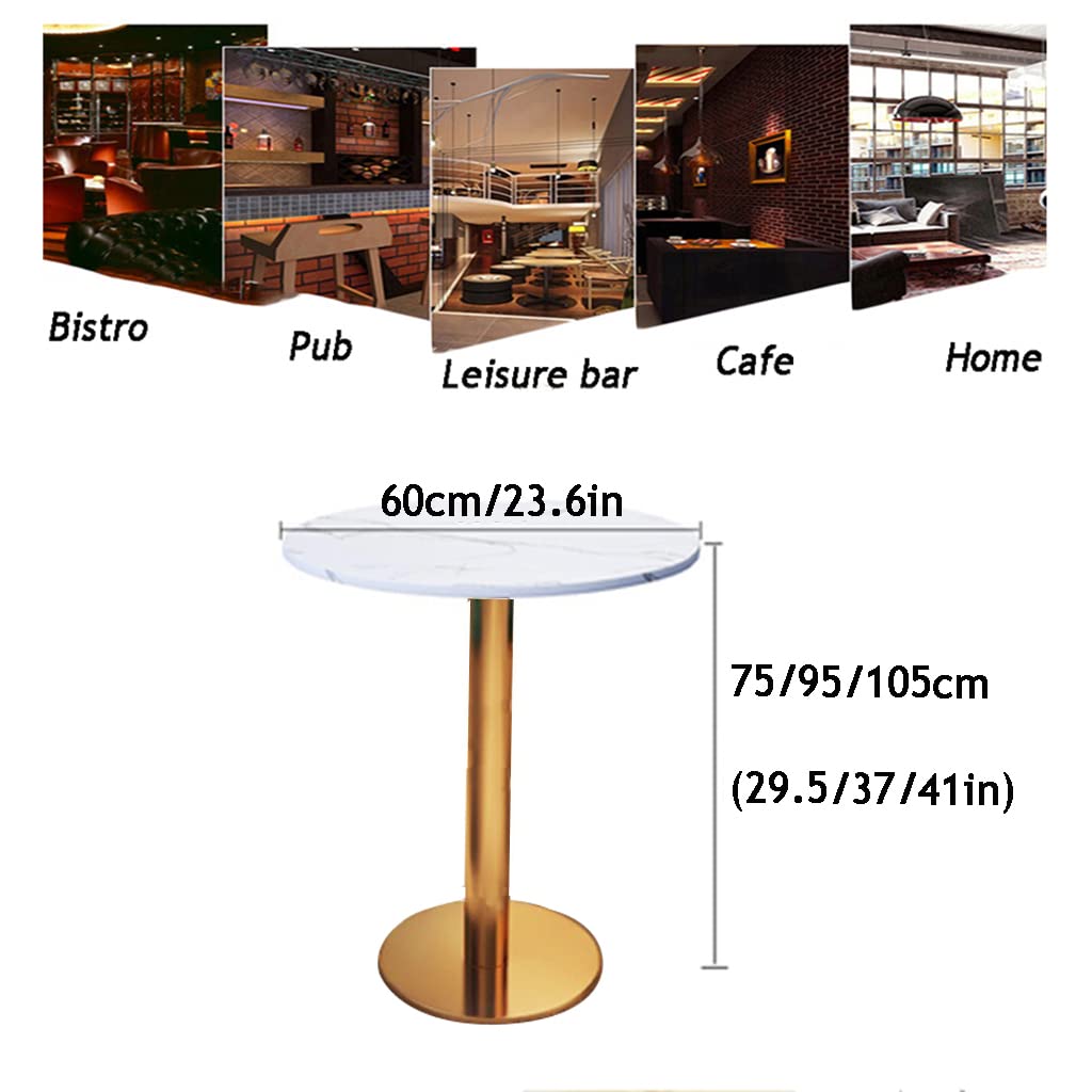 23.6 Inch White Marble Top Round Bar Table - Easy to Clean Counter Height Table for Wedding, Party, Patio & Kitchen - Perfect for Small Spaces, Dining & TV Areas (Seats 2-4)