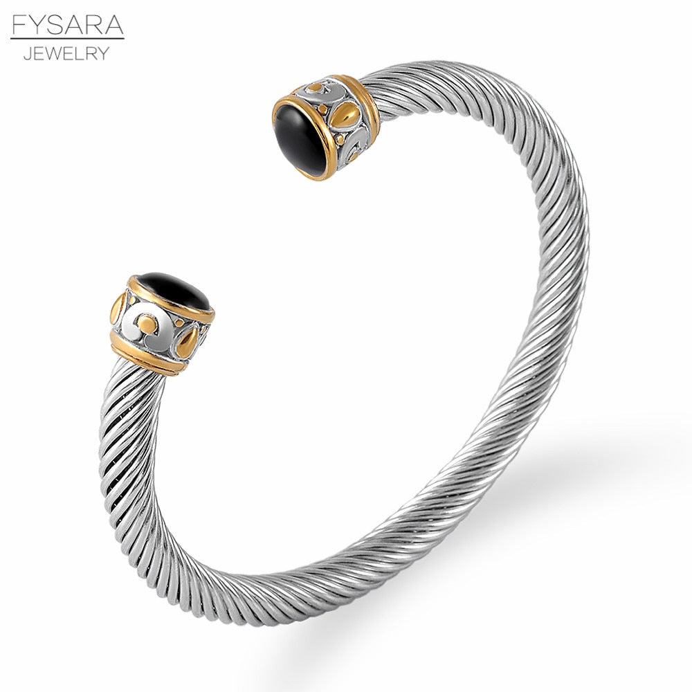 Twisted Cable Wire Bangle Cuff Bracelets for Women - Fashion Jewelry for Casual & Formal Wear - Perfect for Office, Party & Everyday Accessories