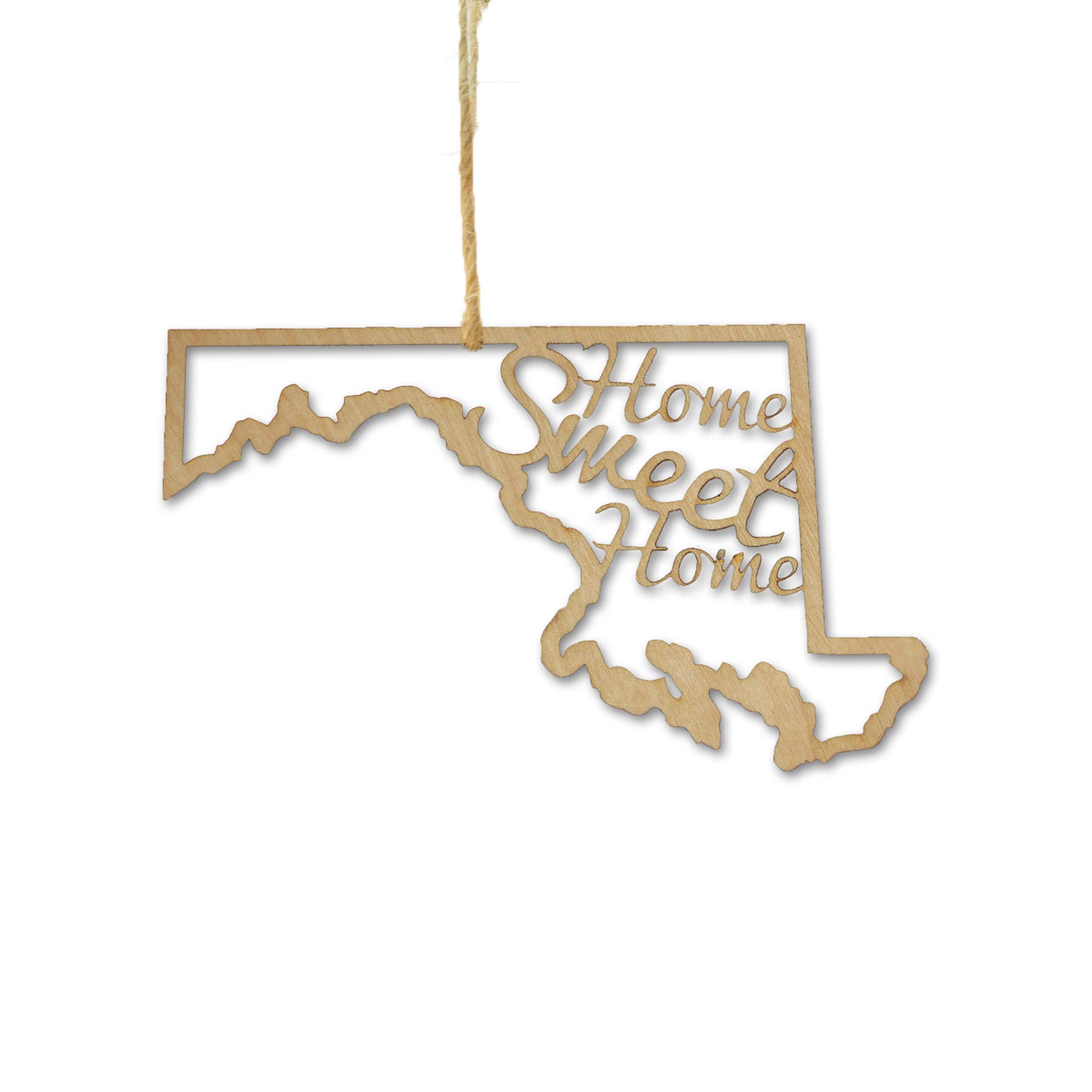 Torched 'Home Sweet Home' Christmas Tree Ornament - Handmade Hanging Holiday Decor for Xmas Tree - Perfect Housewarming Gift for New Homeowners - Maryland-Themed Rustic Farmhouse Decoration (Great for Christmas Decorations, Holiday Parties & Gift Exchanges)