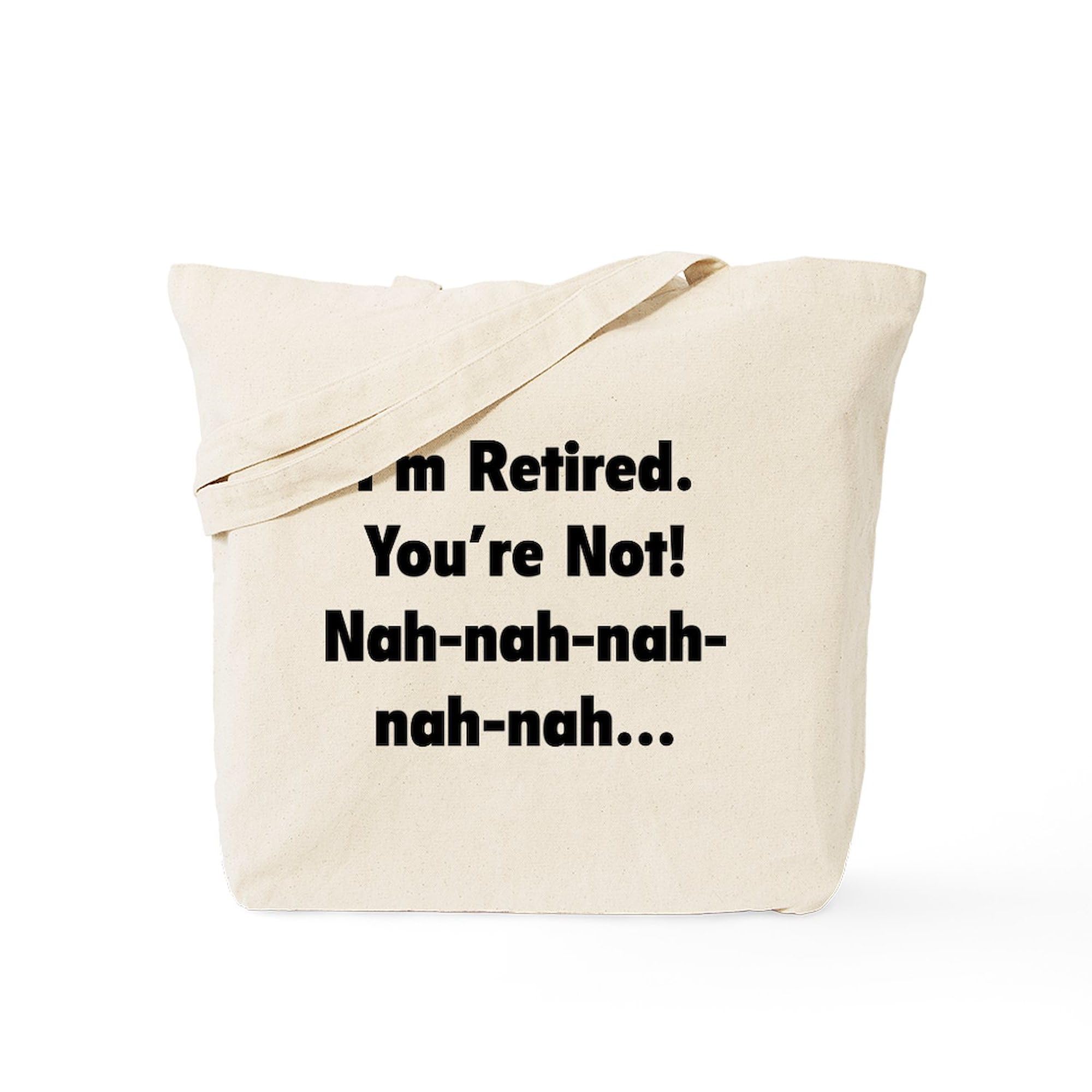 Retired Tote Bag - Natural Canvas Reusable Shopping Bag for Groceries & Beach | Funny Retirement Gift for Men & Women | Eco-Friendly Cotton Tote