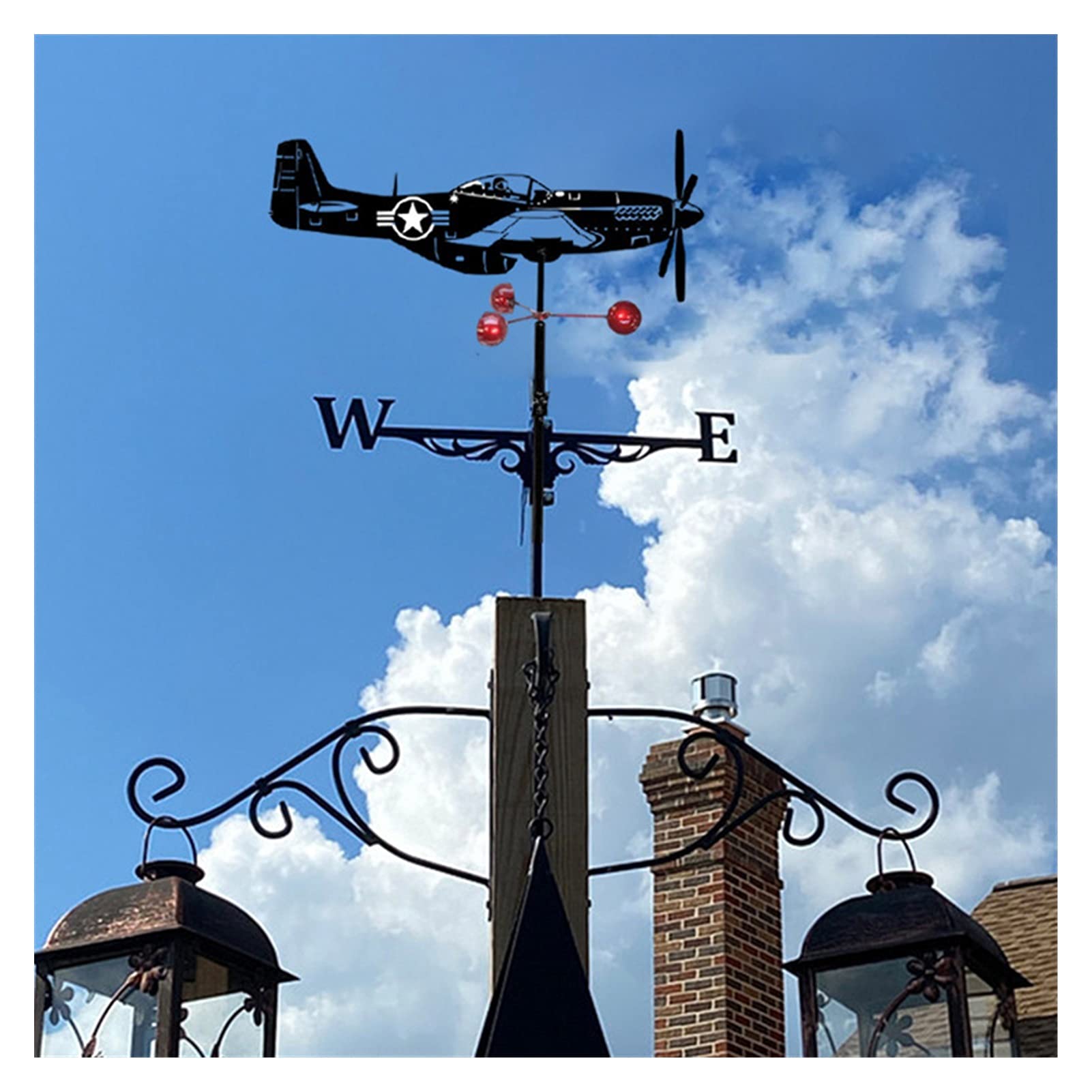 Stainless Steel Mustang Aircraft Weather Vane - Heavy Duty Garden Stake for Accurate Wind Measurement | Perfect for Patio, Yard & Courtyard Decoration | Outdoor Decor & Professional Weather Tool
