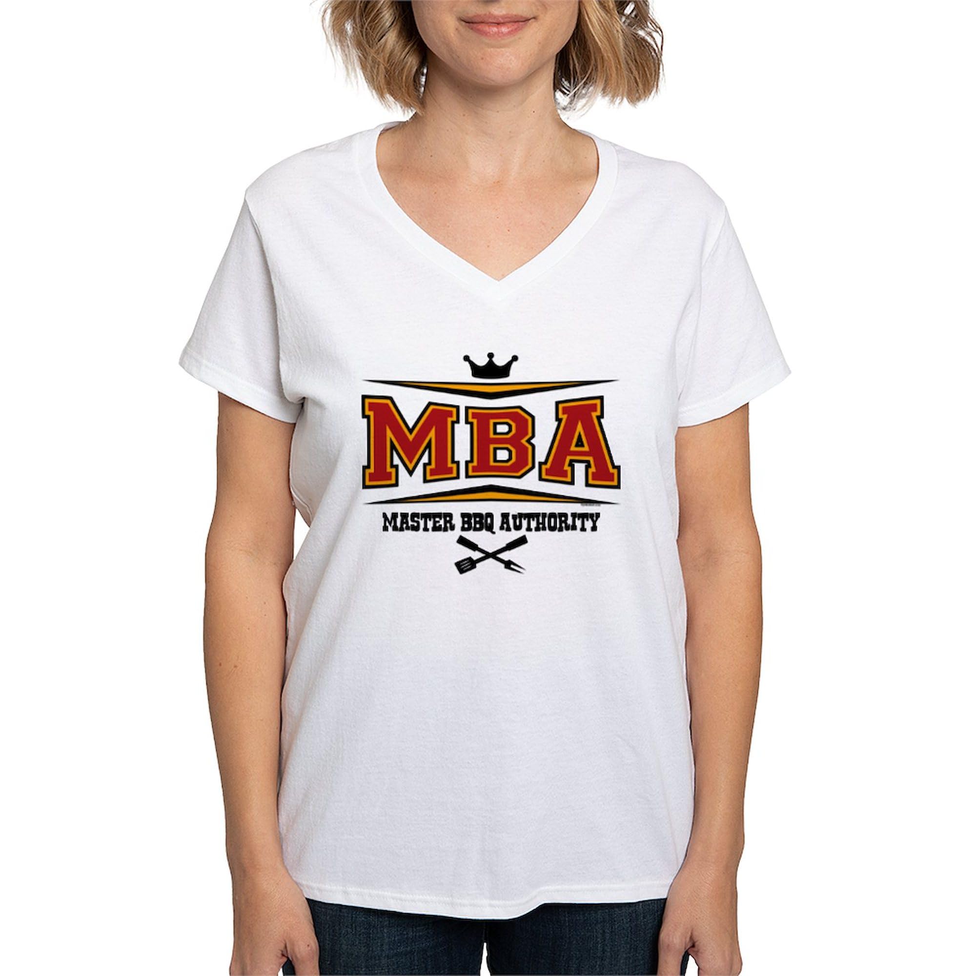MBA Barbecue Women's V-Neck Cotton T-Shirt - Comfortable Casual Tee for Women - Perfect for Outdoor BBQ Parties, Campus Events & Everyday Wear