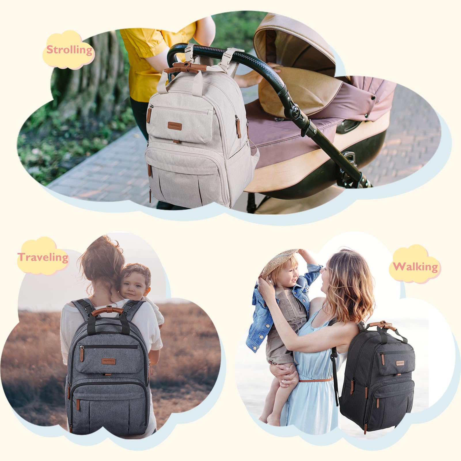 Mommore Expandable Diaper Backpack for Twins - Large Waterproof Baby Bag with Changing Pad | Durable Travel Backpack for Parents | Perfect for Daycare, Air Travel & Family Outings