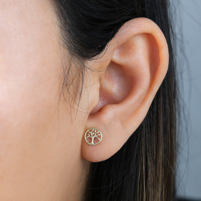 14K Yellow Gold Tree of Life Earrings for Women - Handmade Dainty Storybook Jewelry - Perfect for Gifts, Weddings & Boho Fashion