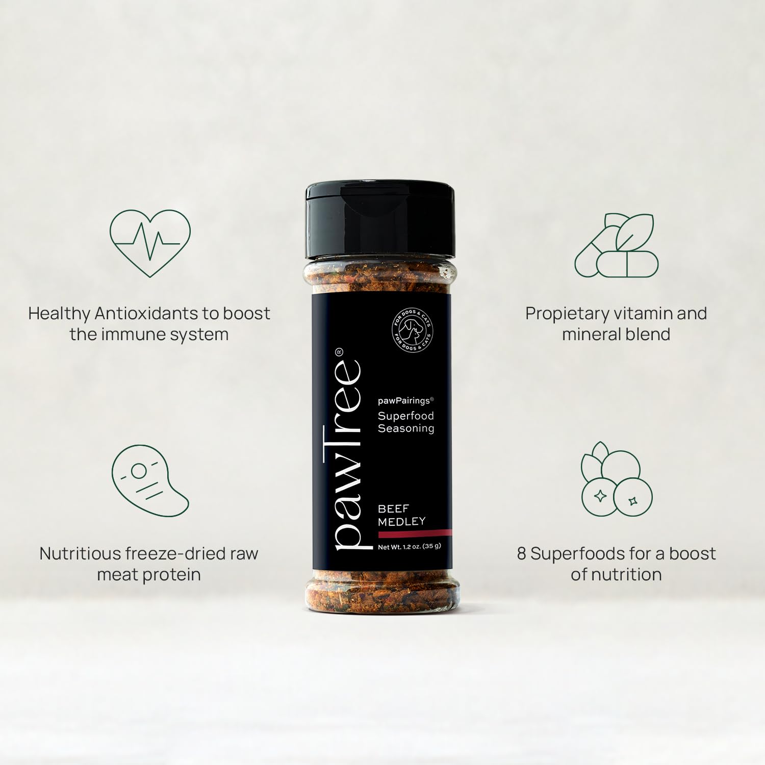 PawTree Freeze-Dried Beef Protein Toppers for Dogs & Cats - Natural Appetite Booster & Flavor Enhancer | Healthy Food Seasoning for Picky Eaters | Perfect for Kibble, Wet Food & Homemade Meals