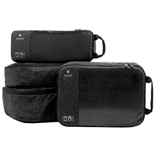 Premium VASCO Packing Cubes for Travel - 4-Piece Set (S+2M+L) Black Luggage Organizers | Space-Saving Travel Essentials for Suitcases, Backpacks & Carry-Ons | Perfect for Business Trips, Vacations & Weekend Getaways