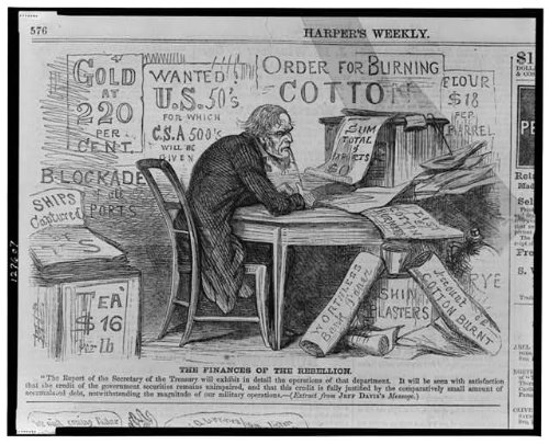 Historical Civil War Cartoon Print - Jefferson Davis & The Finances of The Rebellion 1862 | Vintage Harpers Weekly Illustration | Home Office Decor, History Classroom, Collector's Display