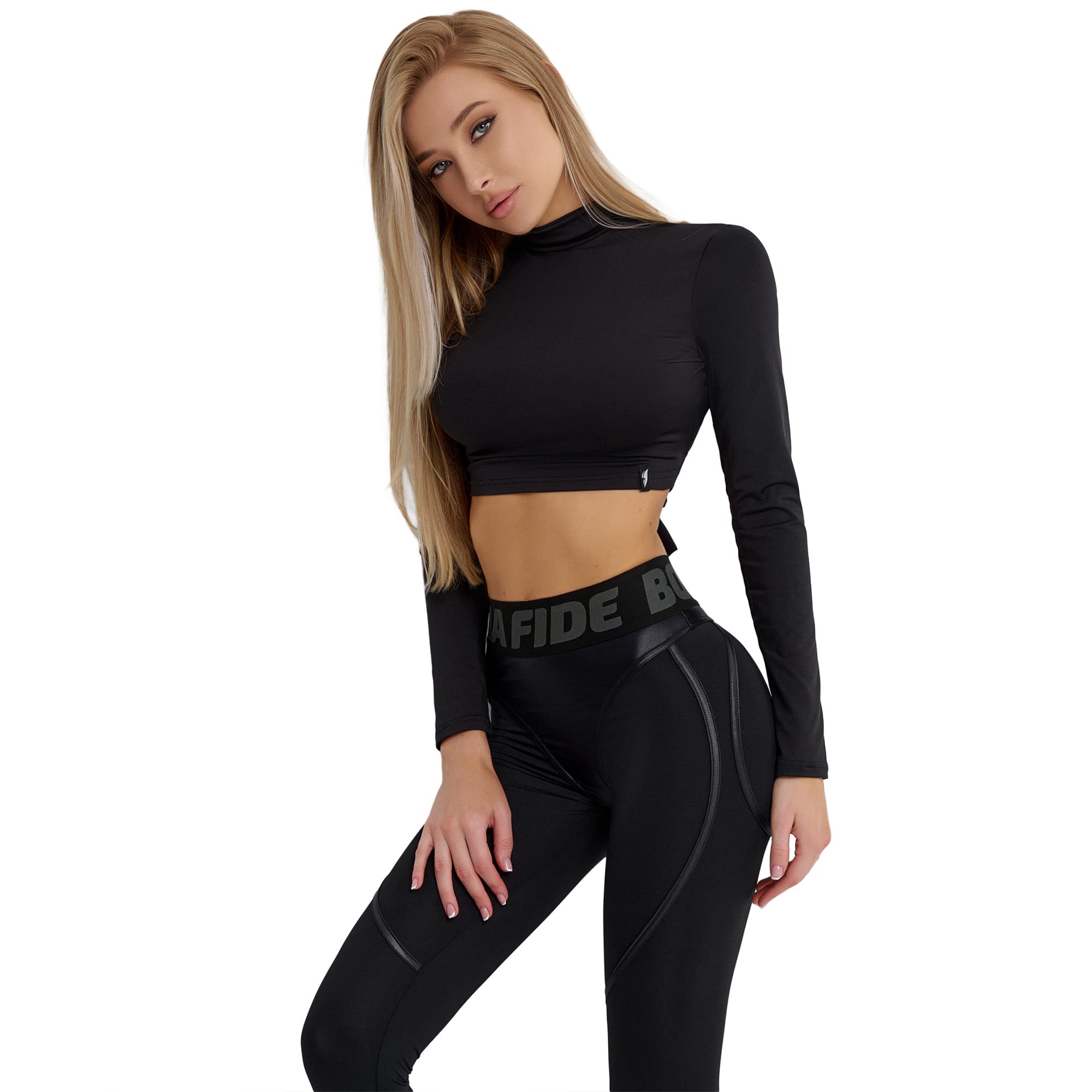 Bona Fide Women's Compression Shirts - Long & Short Sleeve Workout Crop Tops for Gym, Running & Fitness - Moisture Wicking & Breathable Activewear for Yoga, HIIT & Cross Training