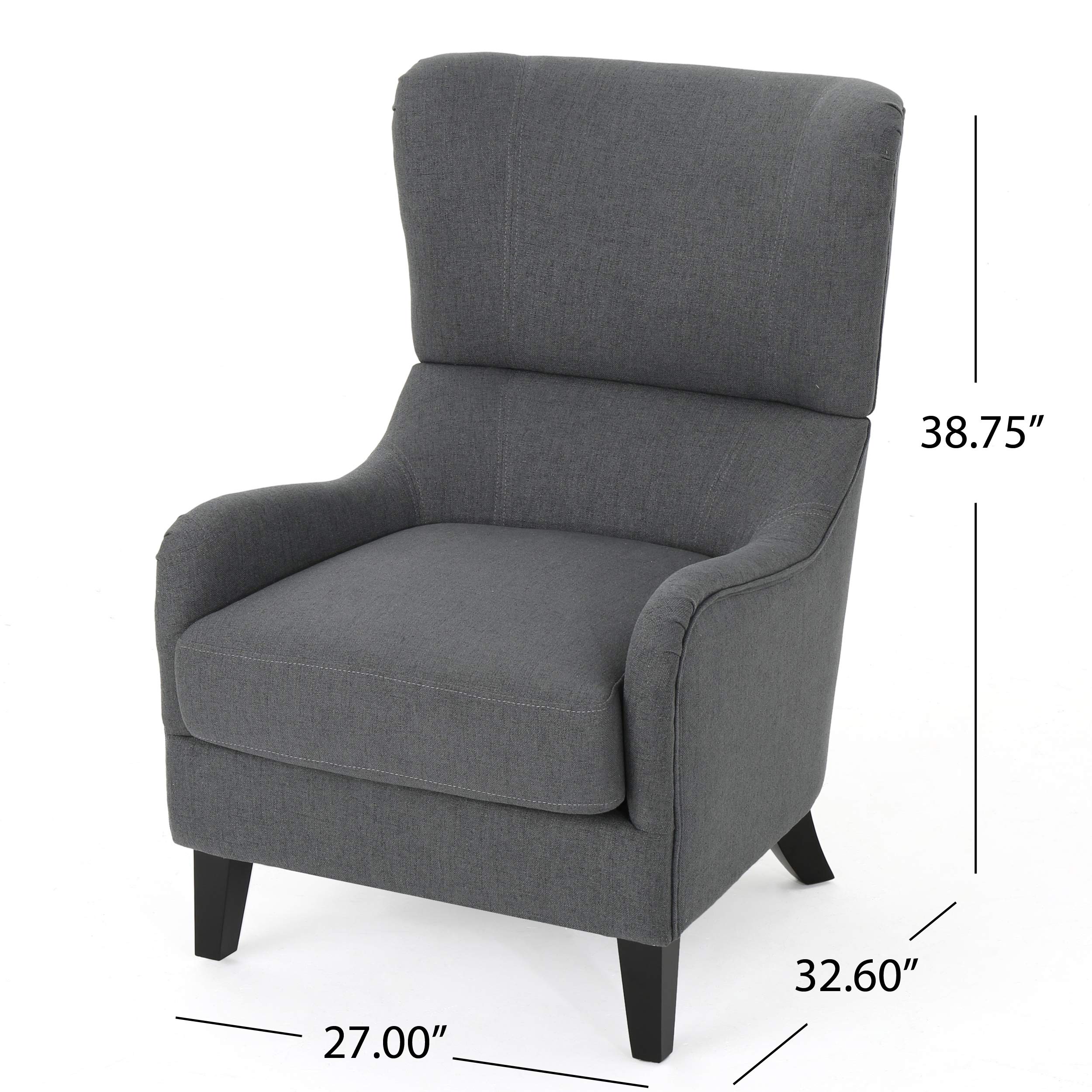 Christopher Knight Home Quentin Fabric Sofa Chair - Modern Accent Armchair with Sturdy Frame, Charcoal Gray - Perfect for Living Room, Bedroom or Office Reading Nook