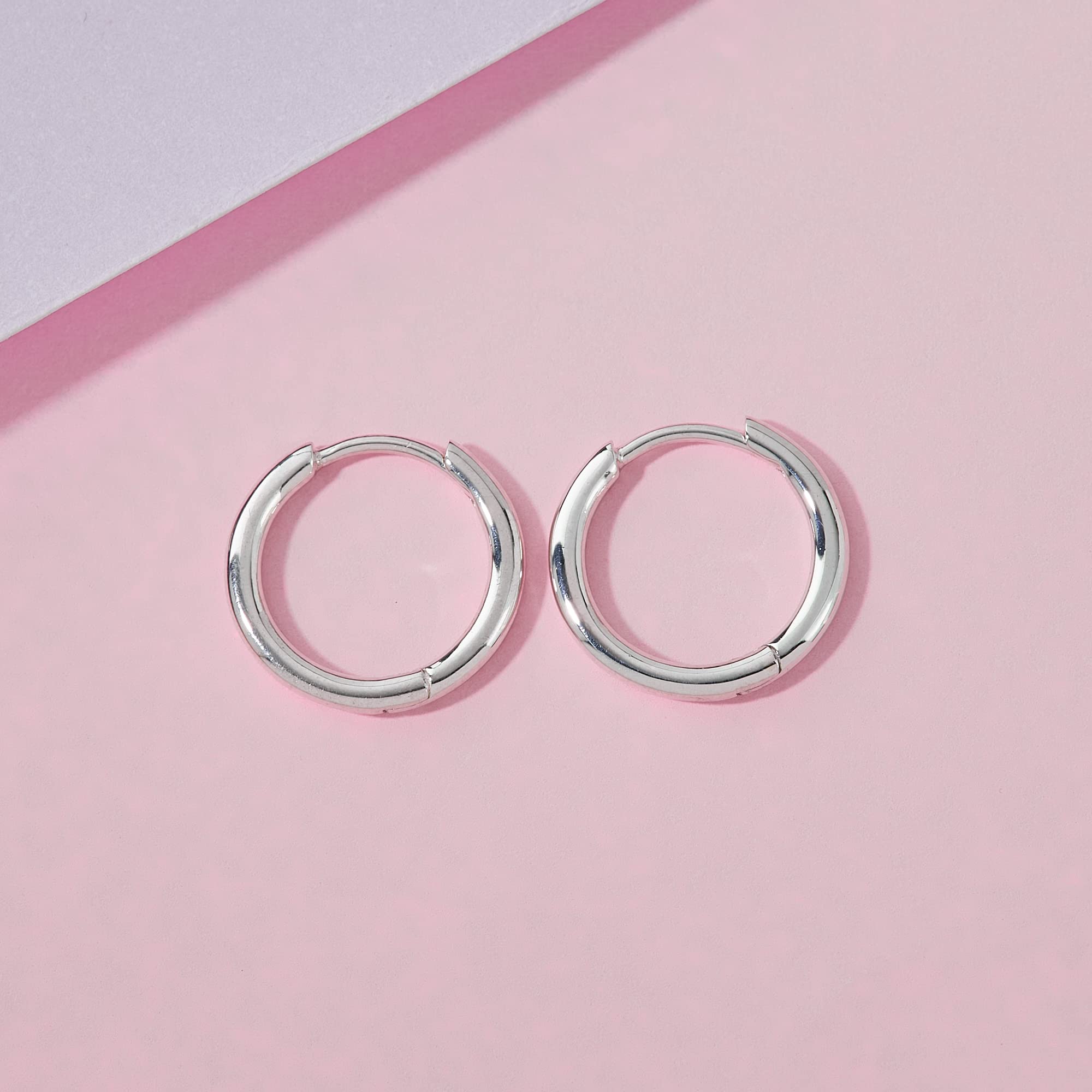 Boma Jewelry Sterling Silver Round Huggie Hoop Earrings for Women - Minimalist Everyday Hoops for Work, Date Night & Gifts