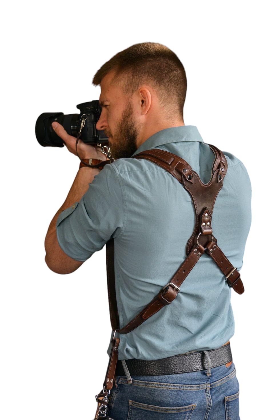 Premium Leather Dual Camera Harness for DSLR/SLR - Soft Padded Shoulder Strap with Adjustable Straps | Perfect for Wedding Photography, Travel & Outdoor Shooting
