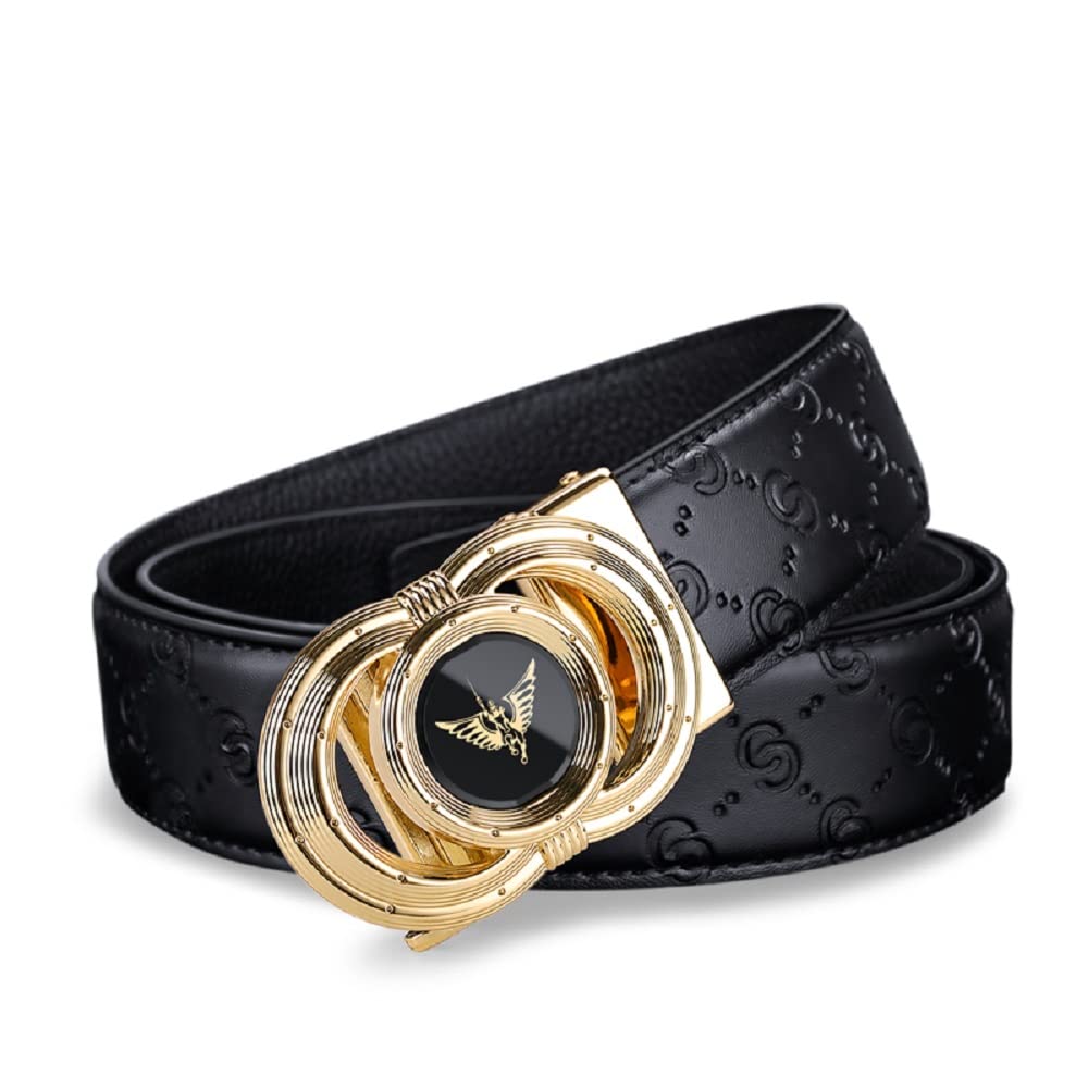 Premium Genuine Leather Ratchet Belt for Men - Automatic Adjustable Metal Buckle - Stylish Dress & Casual Belt - Perfect Gift for Dad, Husband, Boyfriend - Ideal for Office, Wedding & Everyday Wear