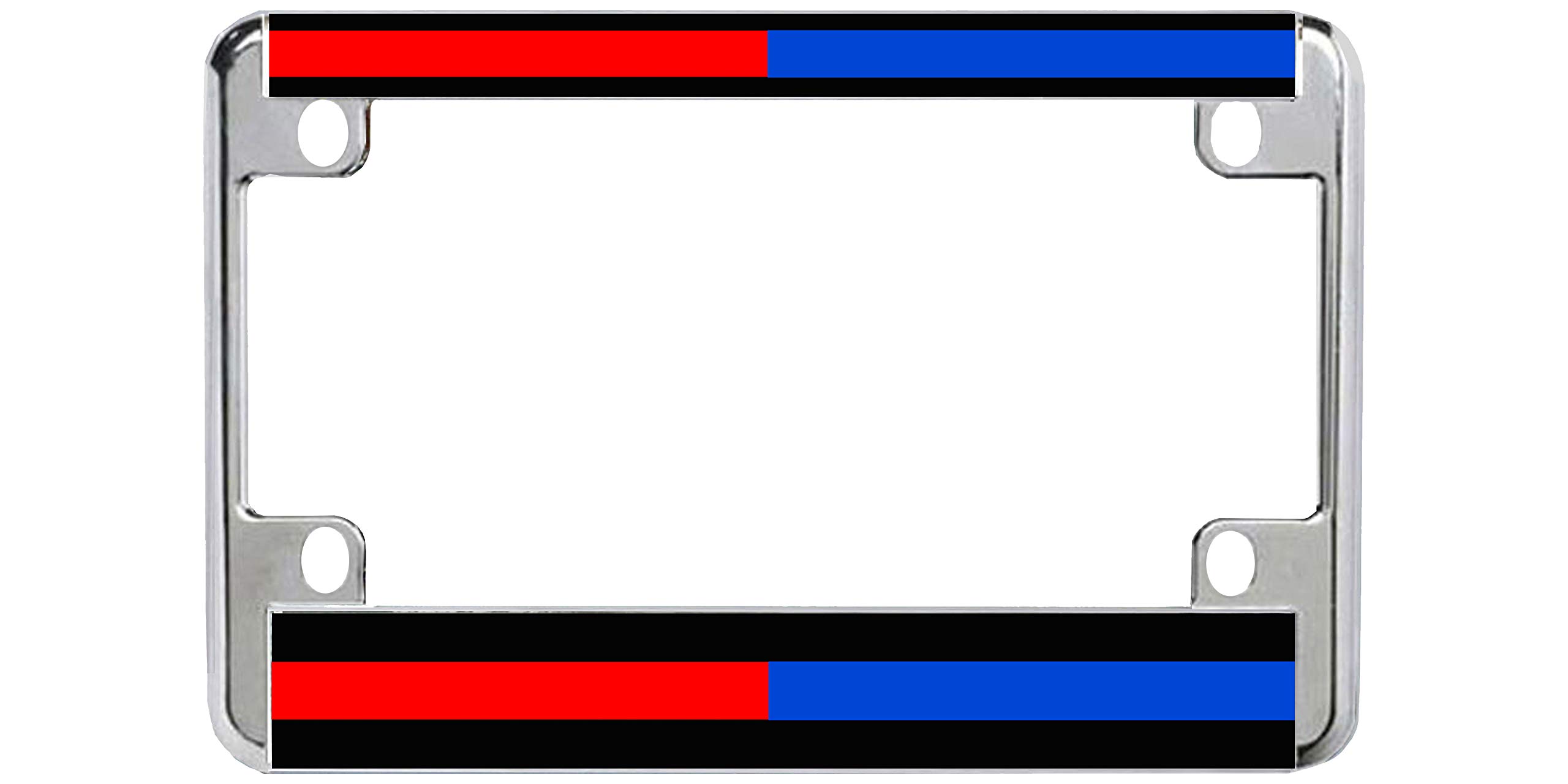Thin Blue Red Line Heavy Duty Metal Motorcycle License Plate Frame - Firefighter Police Support, Durable Aluminum Alloy (Blue/Red) - Perfect for Harley, Cruiser & Sports Bike Enthusiasts