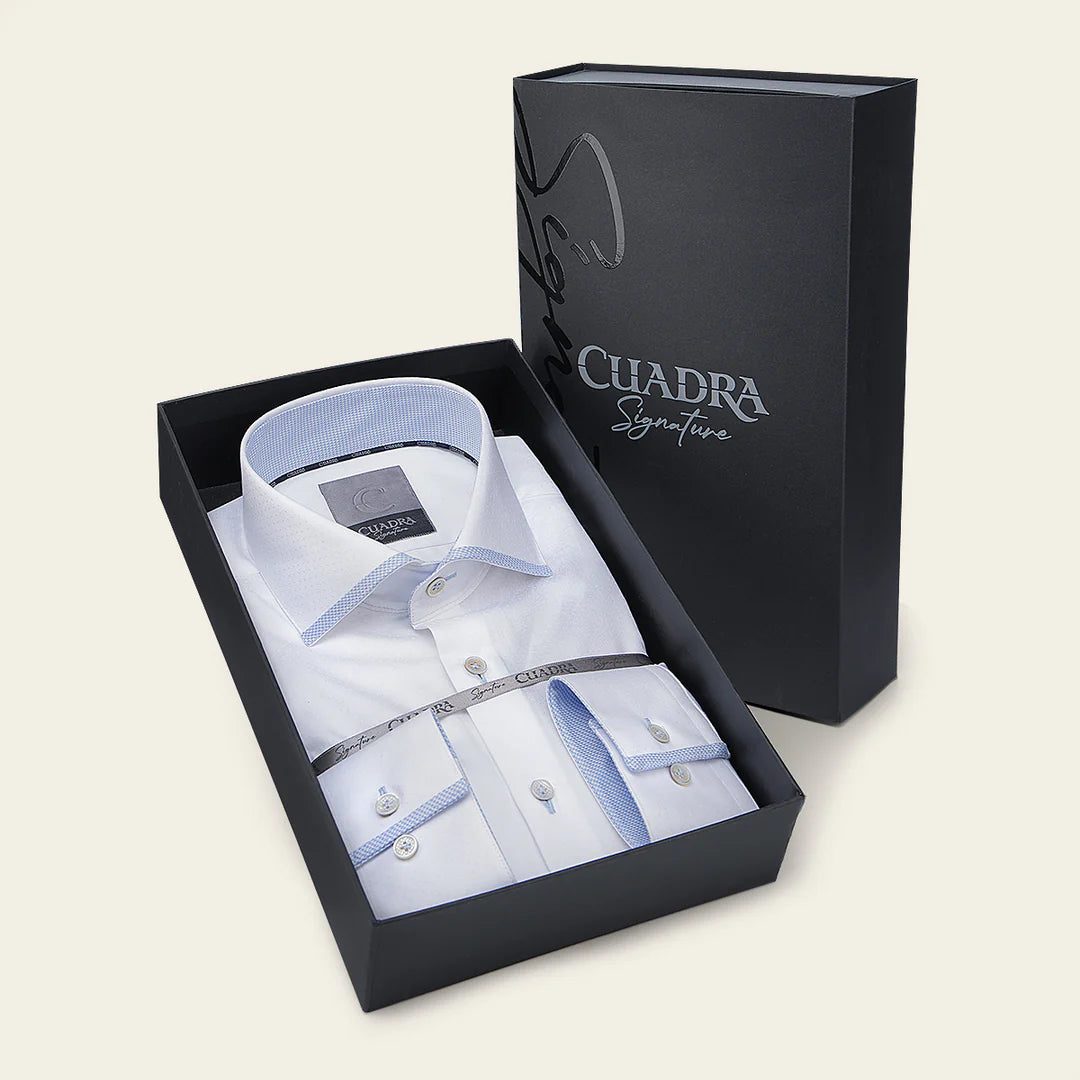 Cuadra Signature Men's White Fashion Soft Cotton Abstract Print Shirt - Casual Wear, Office Outfit & Stylish Everyday Top