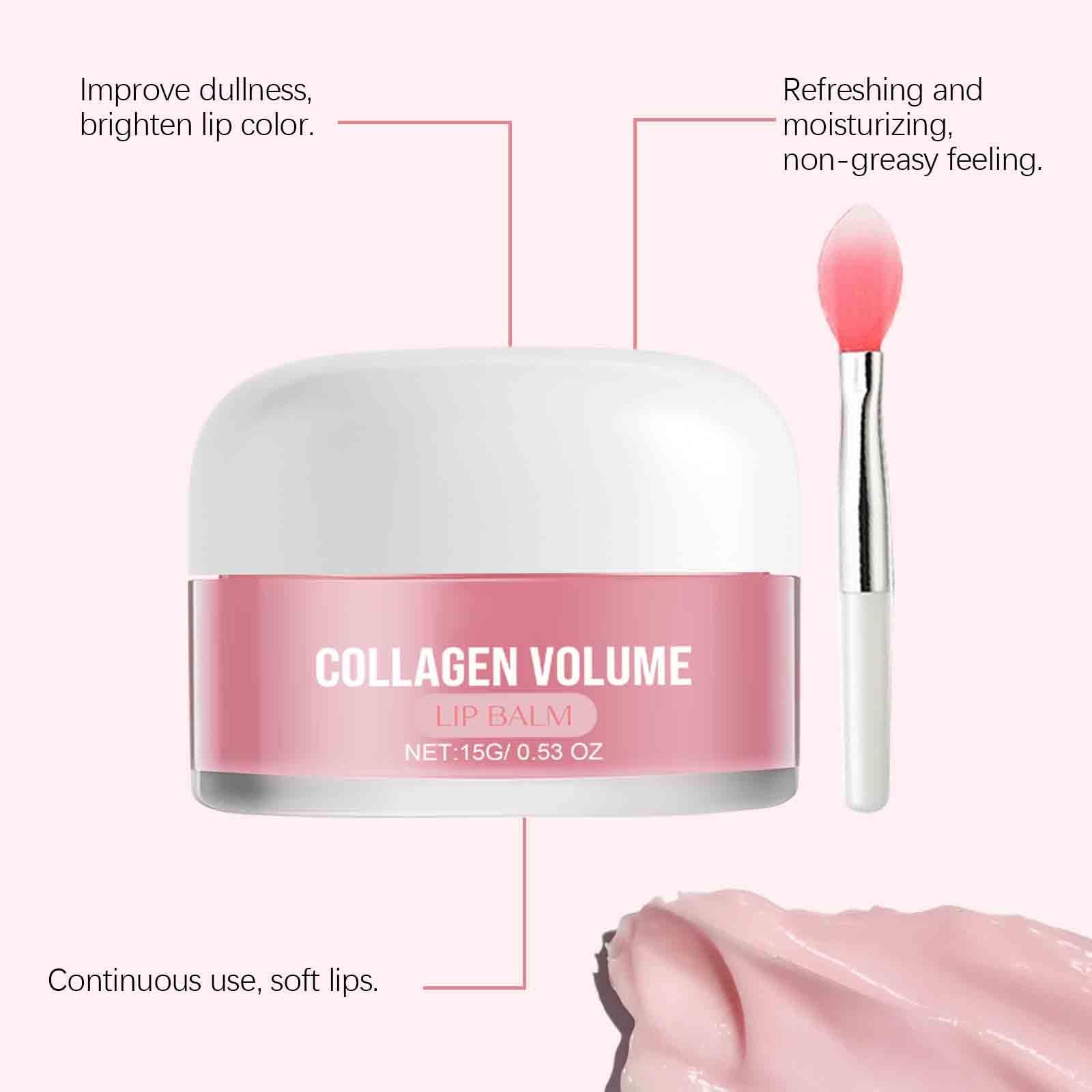 Collagen Peptide Lip Balm for Hydration & Volume - Overnight Lip Sleeping Mask with Moisture Boost, Smoothing & Plumping Effect - Sheer Glossy Finish for Fuller Lips - Perfect for Night Care & Daily Lip Treatment (1pc)