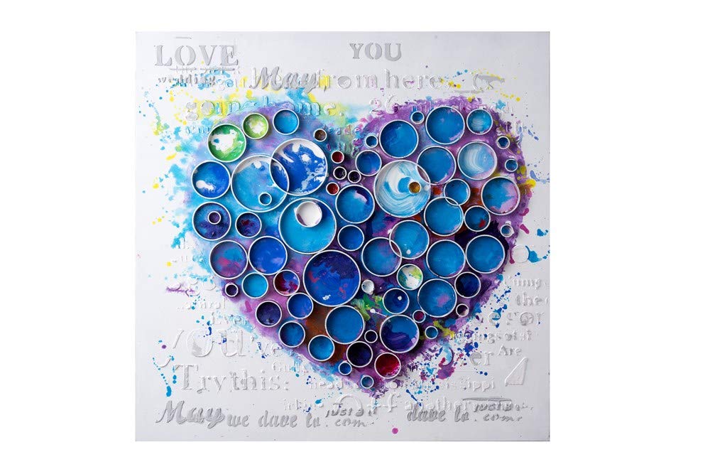 Blue Casa Work of Heart Wall Art - Handmade Home Decor for Living Room, Bedroom & Office - Perfect Gift for Housewarming & Holidays