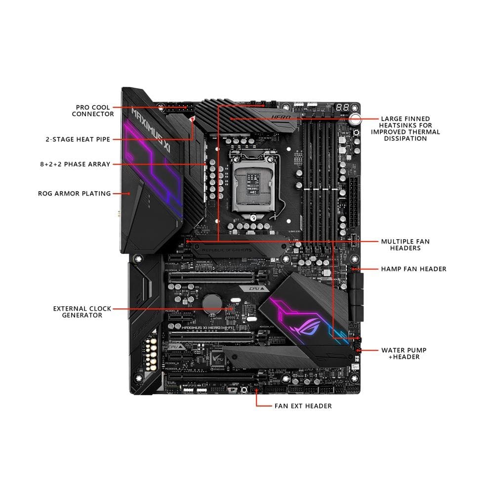 ASUS ROG MAXIMUS XI HERO Z390 Gaming Motherboard - Intel LGA 1151, ATX, DDR4, WiFi, 3-Year Warranty - Perfect for PC Gaming, Streaming & Content Creation